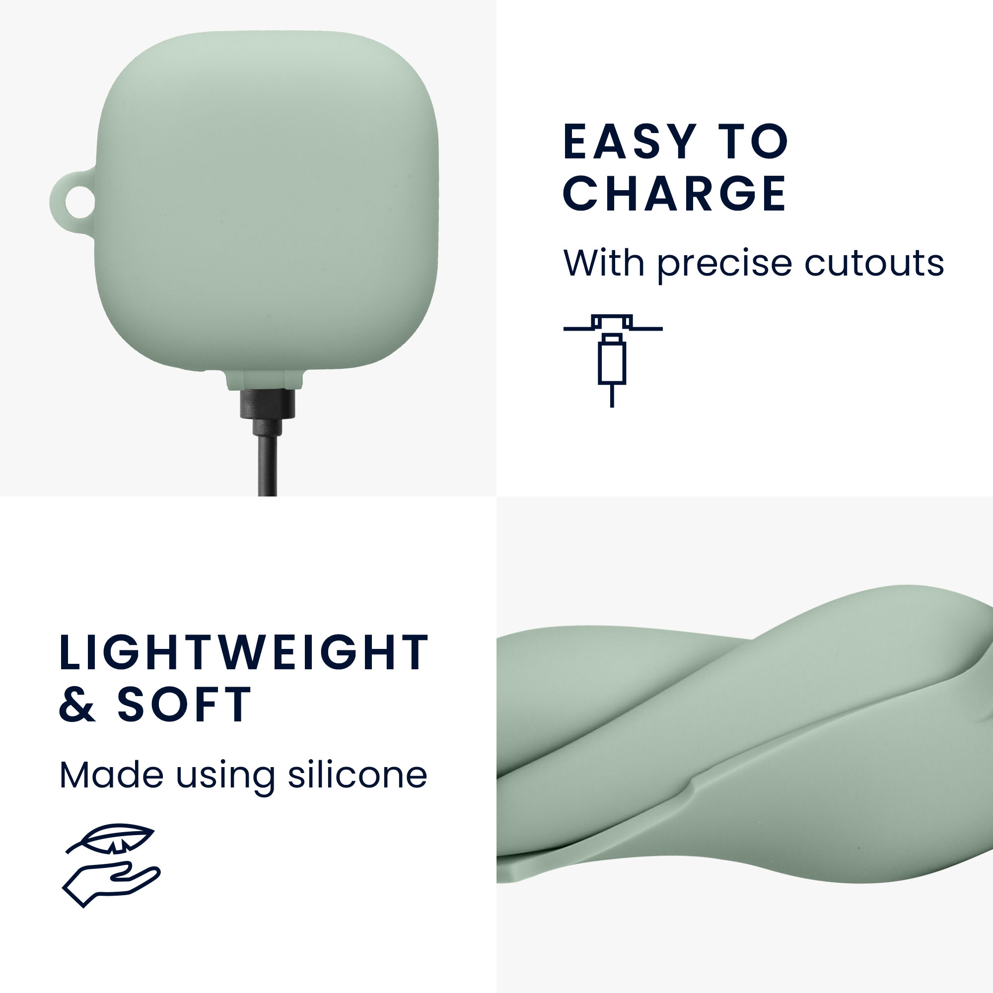 Obal pro Sony LinkBuds Clip WF-LC900 kwmobile s karabinou silikonové - matcha zelená