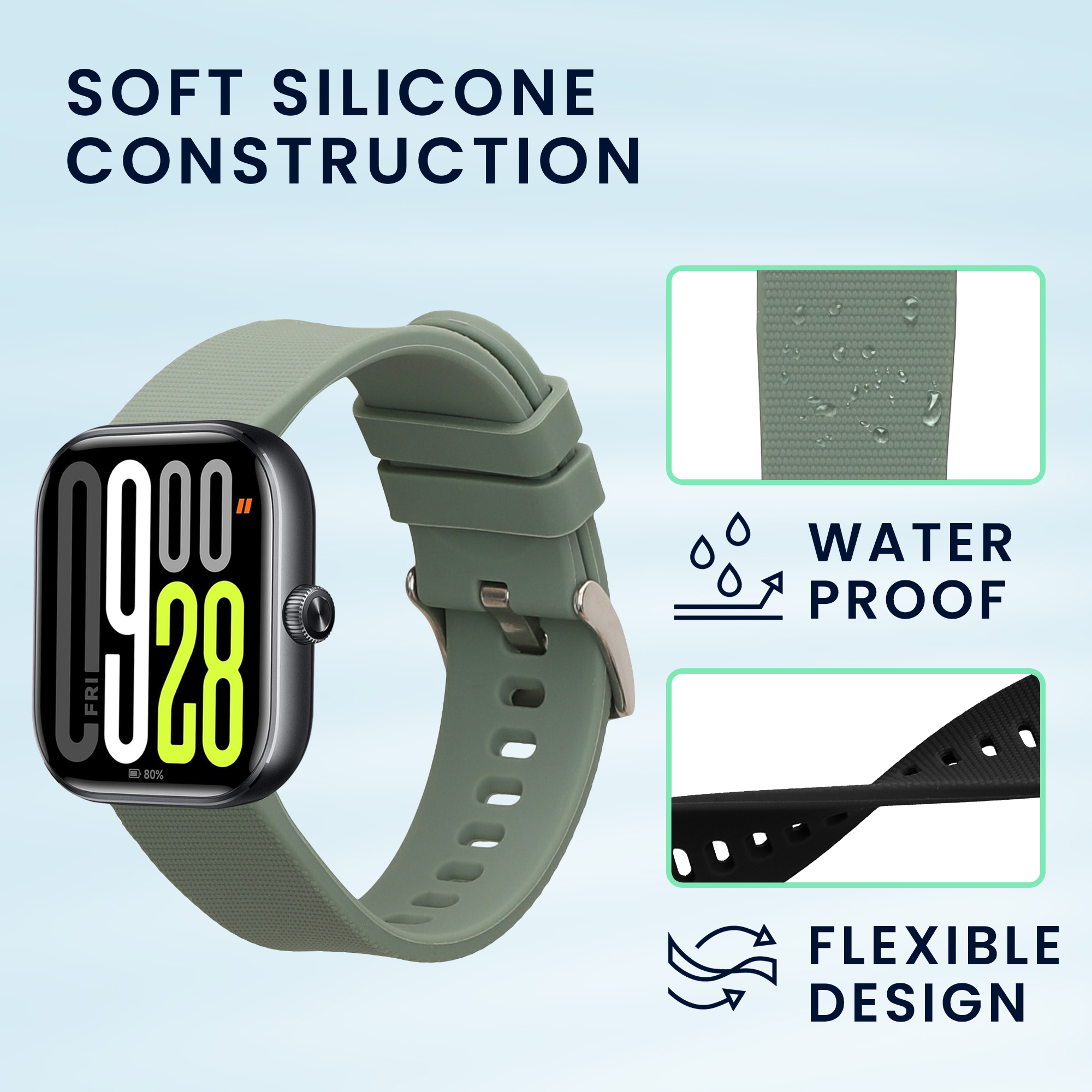 Řemínky pro Xiaomi Watch 5 kwmobile silikonové - černá / tmavě zelená