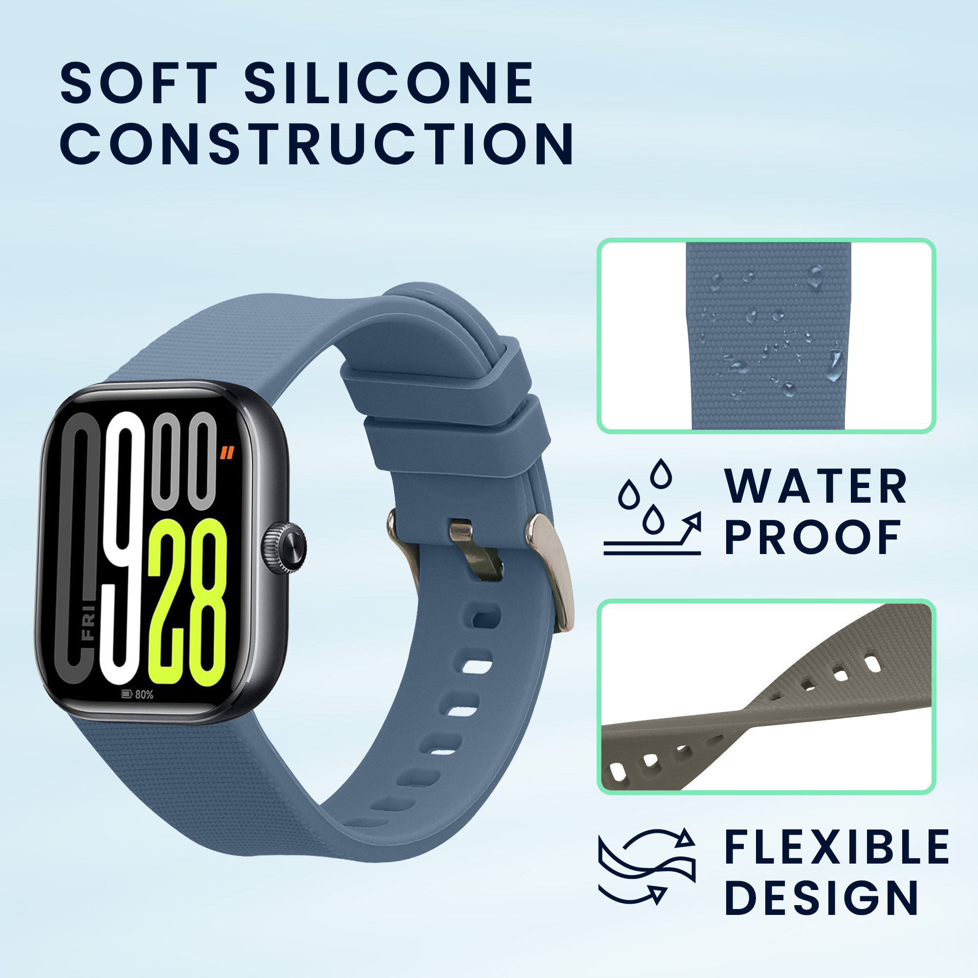 Řemínky pro Xiaomi Watch 5 kwmobile silikonové - modrá / šedá