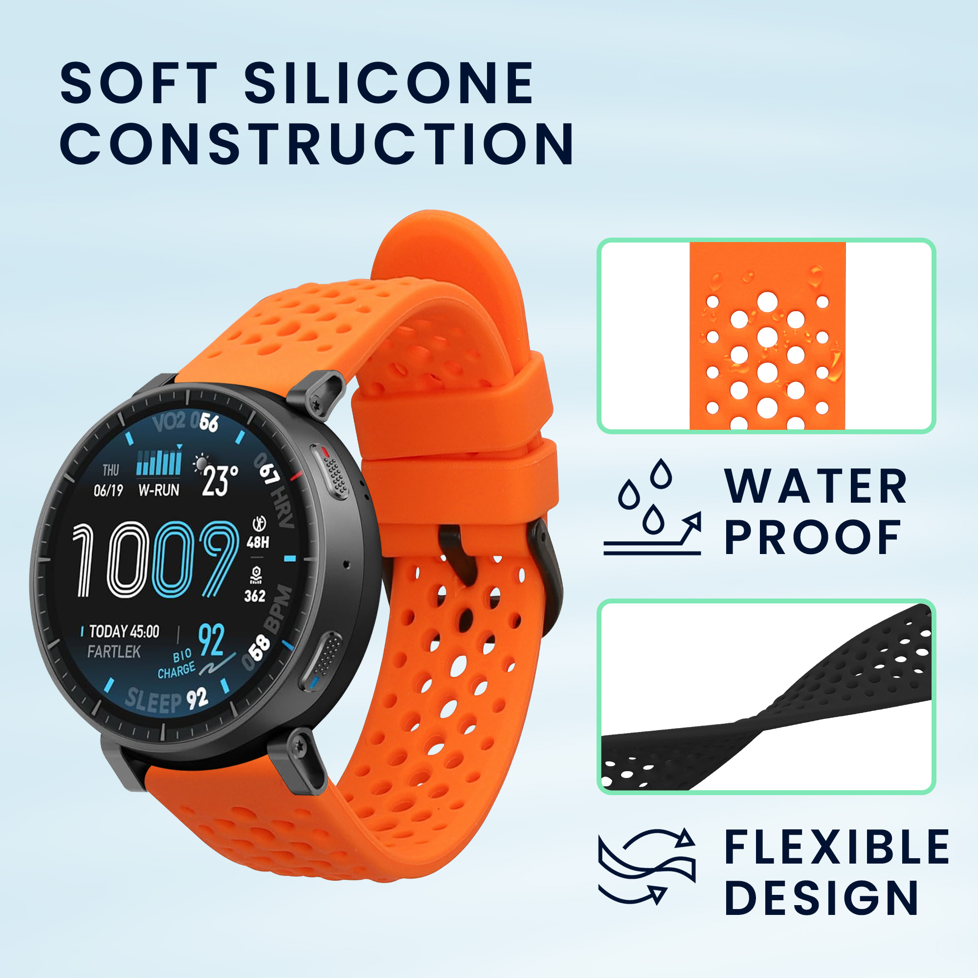 Řemínky pro Amazfit Active Max A2557 kwmobile silikonové - oranžová / černá