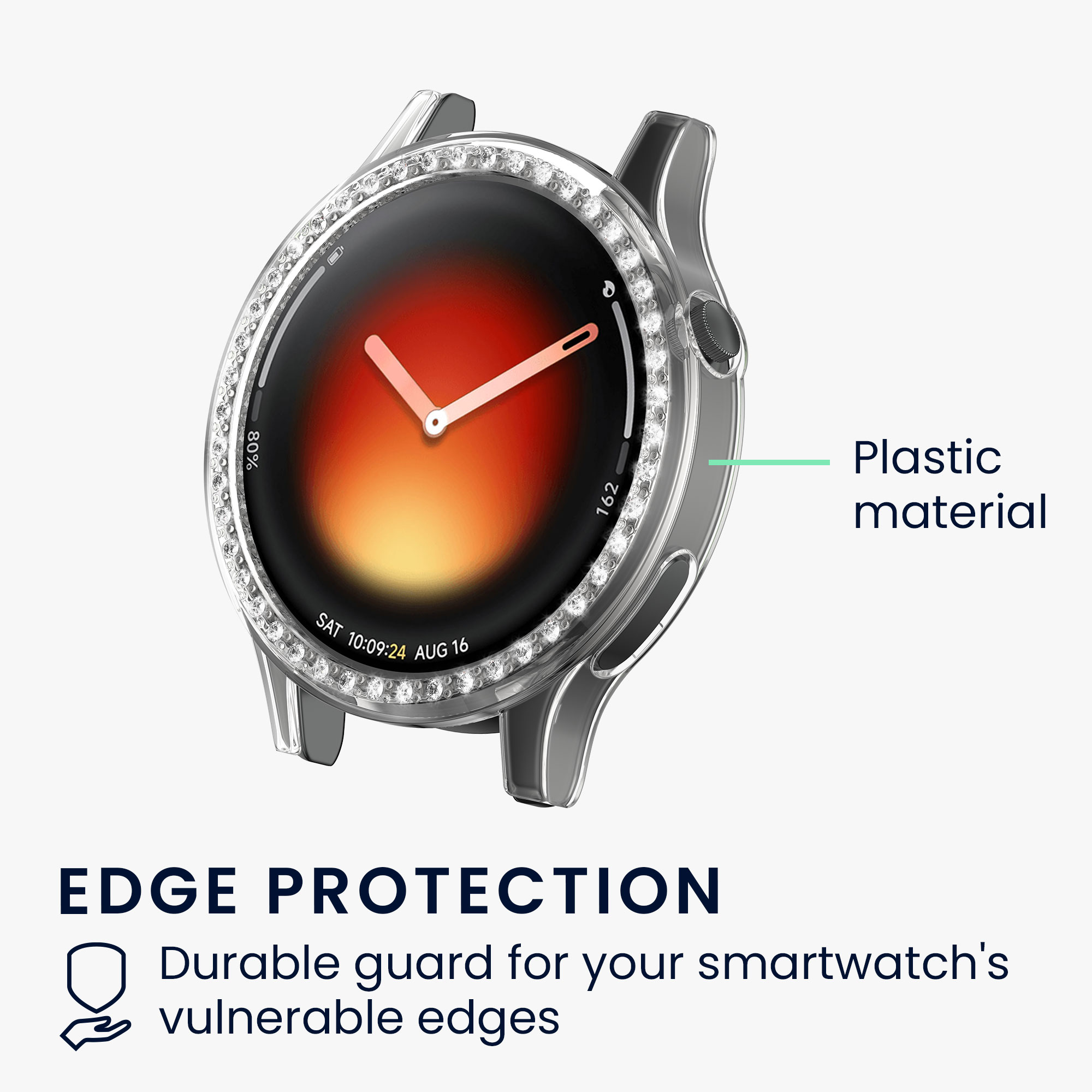 Ochranné rámečky s třpytkami pro Xiaomi Watch 5 kwmobile sada 2 ks - černá / transparentní