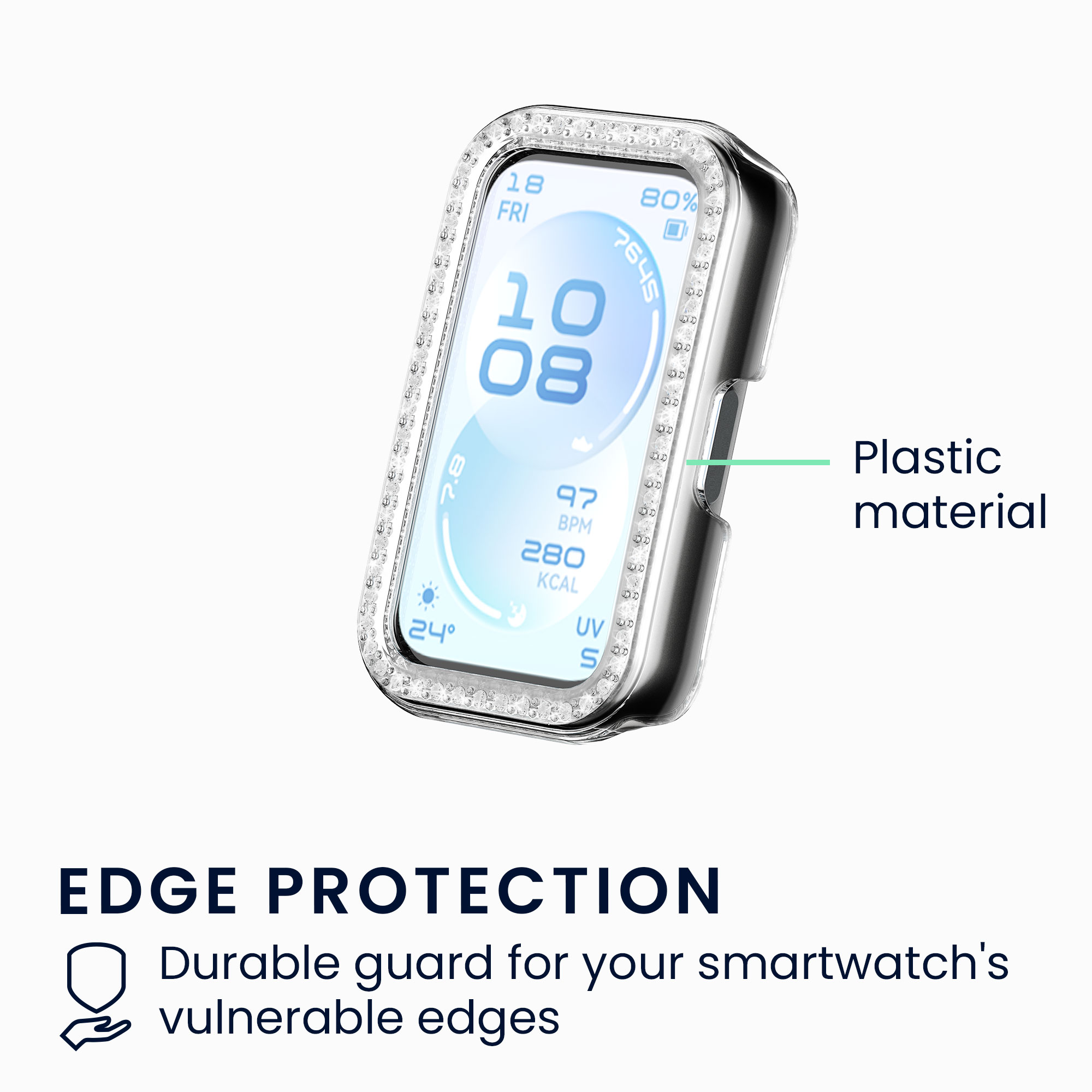 Ochranné rámečky s třpytkami pro Huawei Band 11 kwmobile sada 2 ks - černá / transparentní