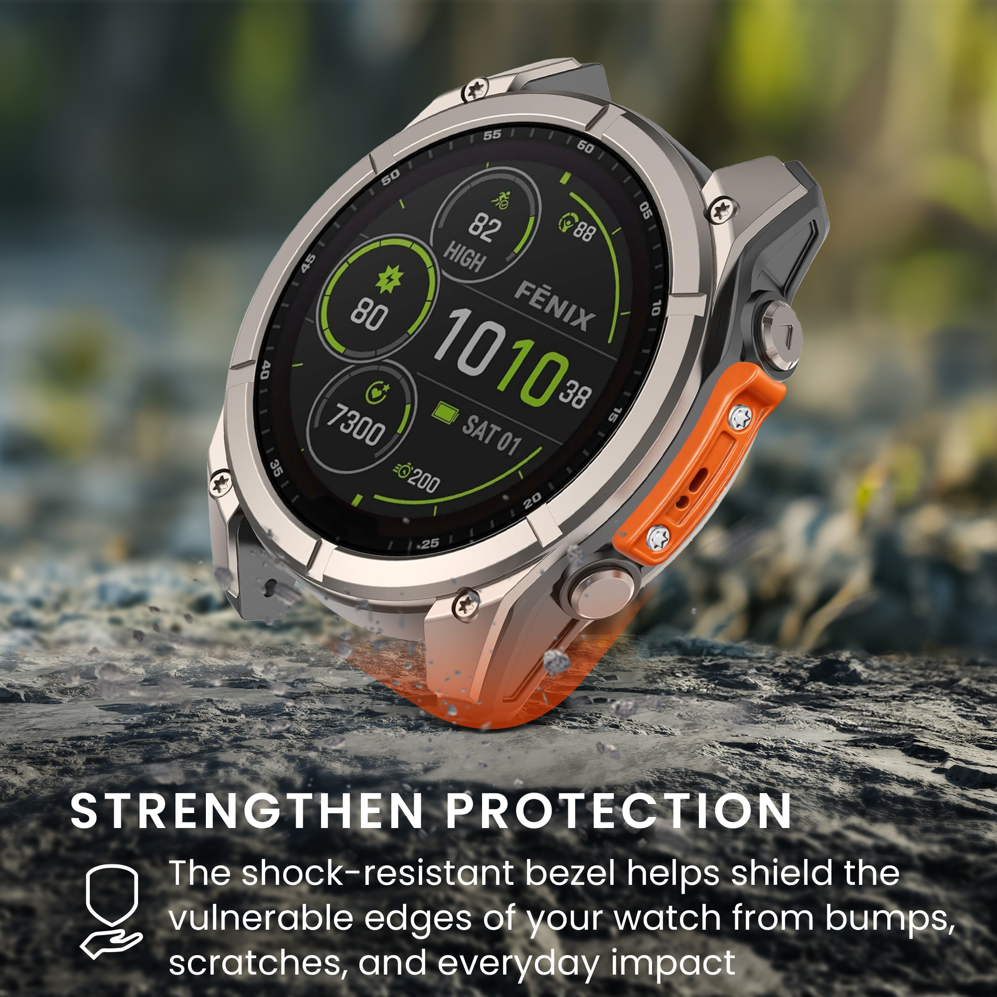 Boční ochranný rámeček pro chytré hodinky pro Garmin Fenix 8 / Tactix 8 / Quatix 8 (47mm) Watch Side Bumper kwmobile - oranžová / černá