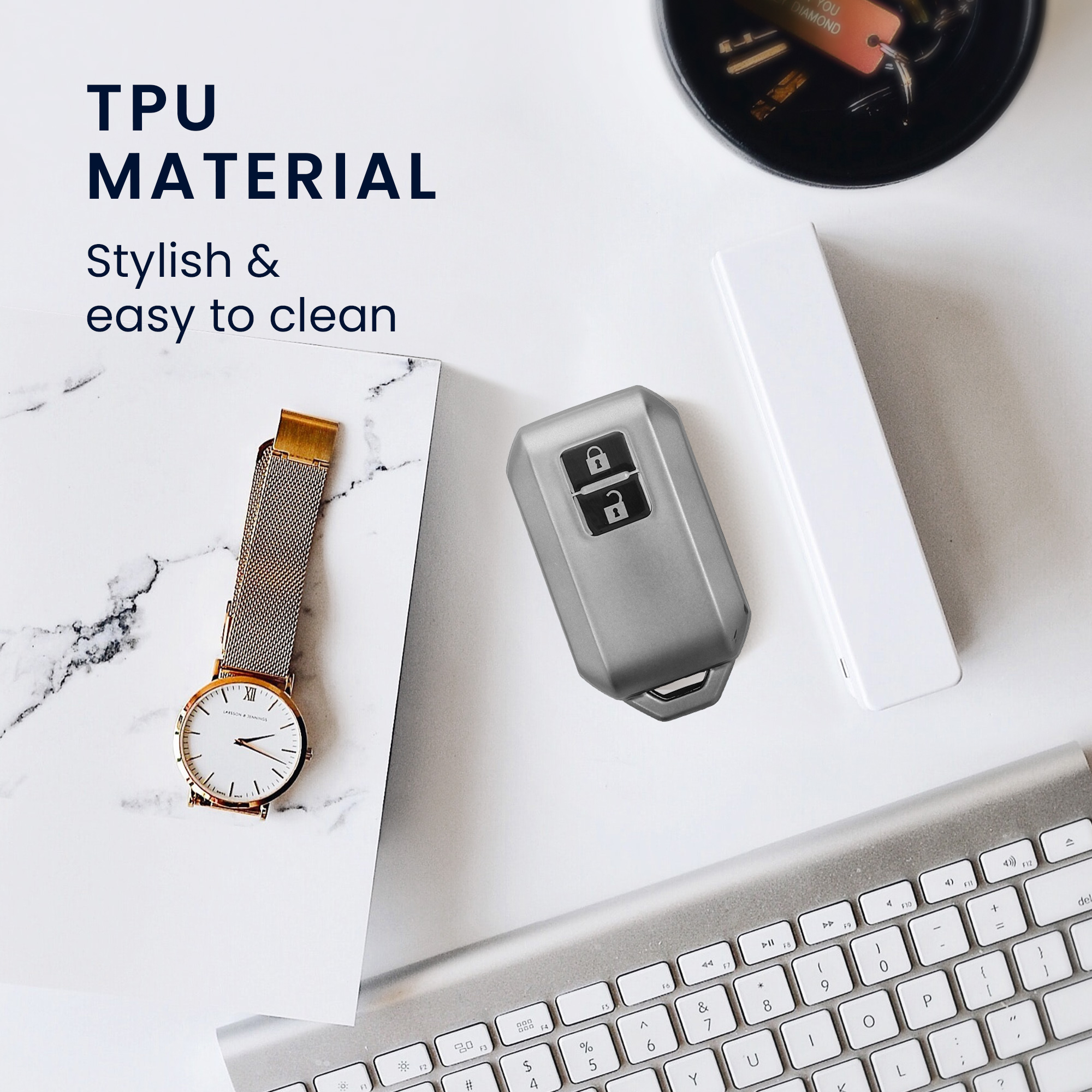 Obal na klíč od auta pro Suzuki klíč se 2 tlačítky a funkcí Keyless Go kwmobile TPU - matná černá / černá