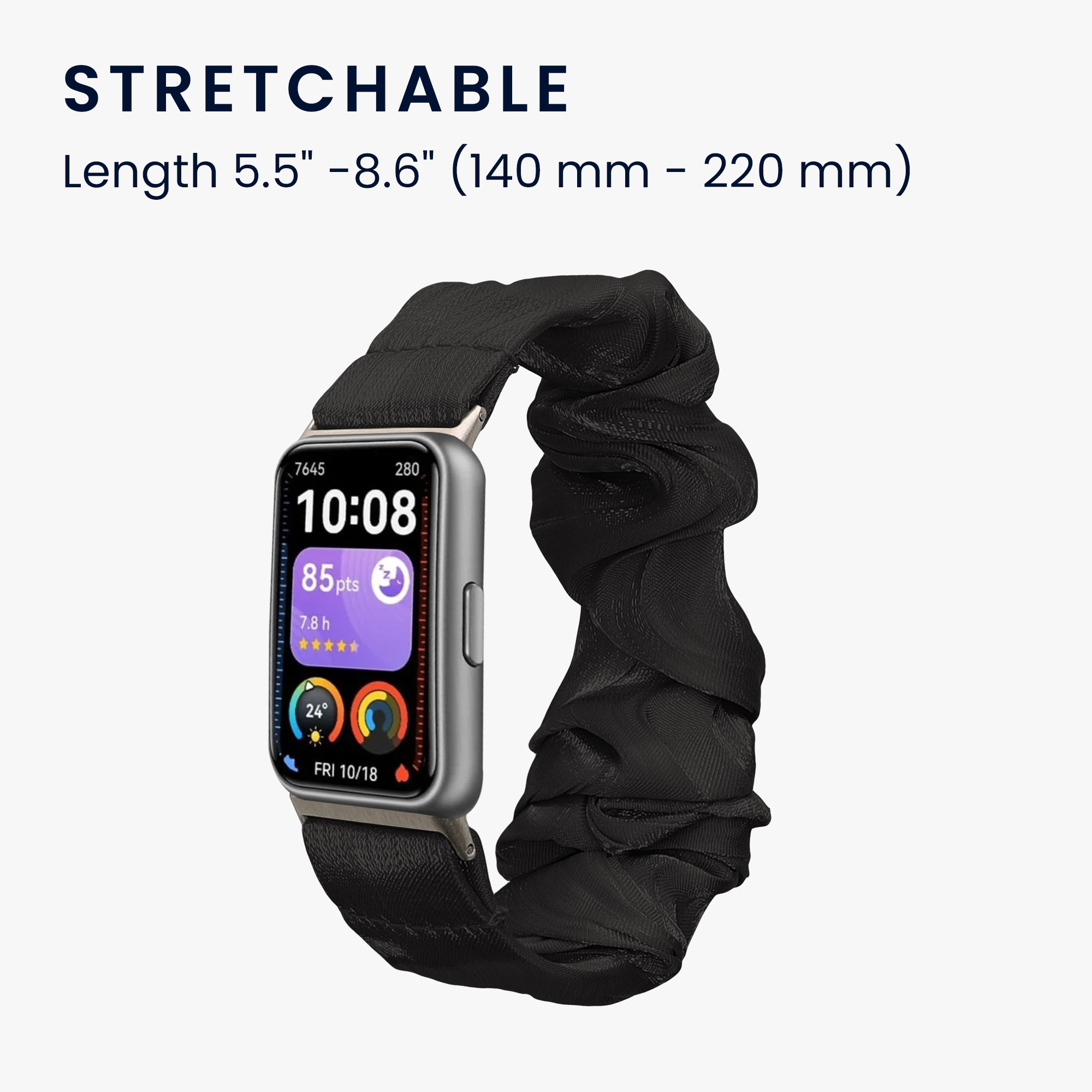 Řemínek na hodinky pro Huawei Band 11 / Band 11 Pro kwmobile - černá látkový řemínek na hodinky (scrunchie)