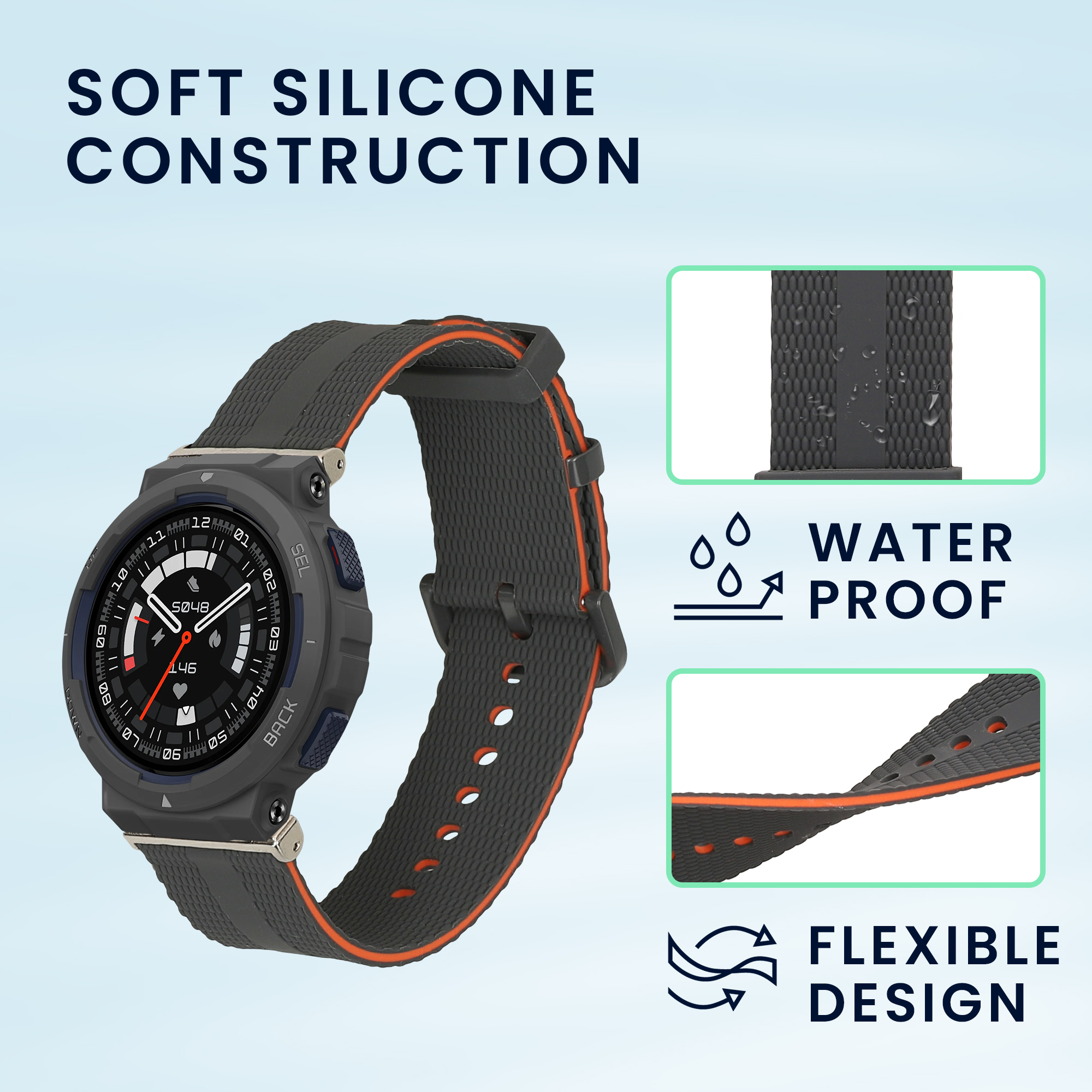 Řemínek pro Amazfit Active Edge (A2212) kwmobile silikonové - černá / oranžová