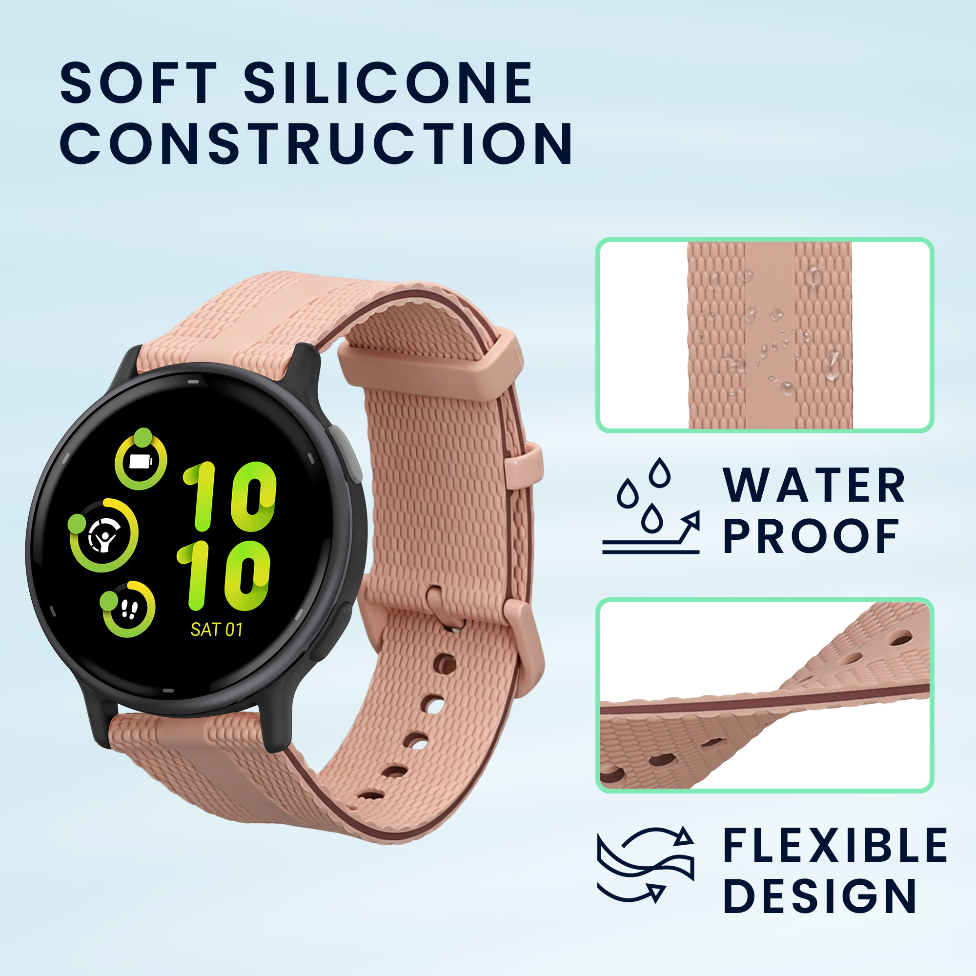 Řemínek pro Garmin Venu Sq 2 Music / Sq 2 / Vivoactive 6 / Vivoactive 5 kwmobile silikonové - starorůžová