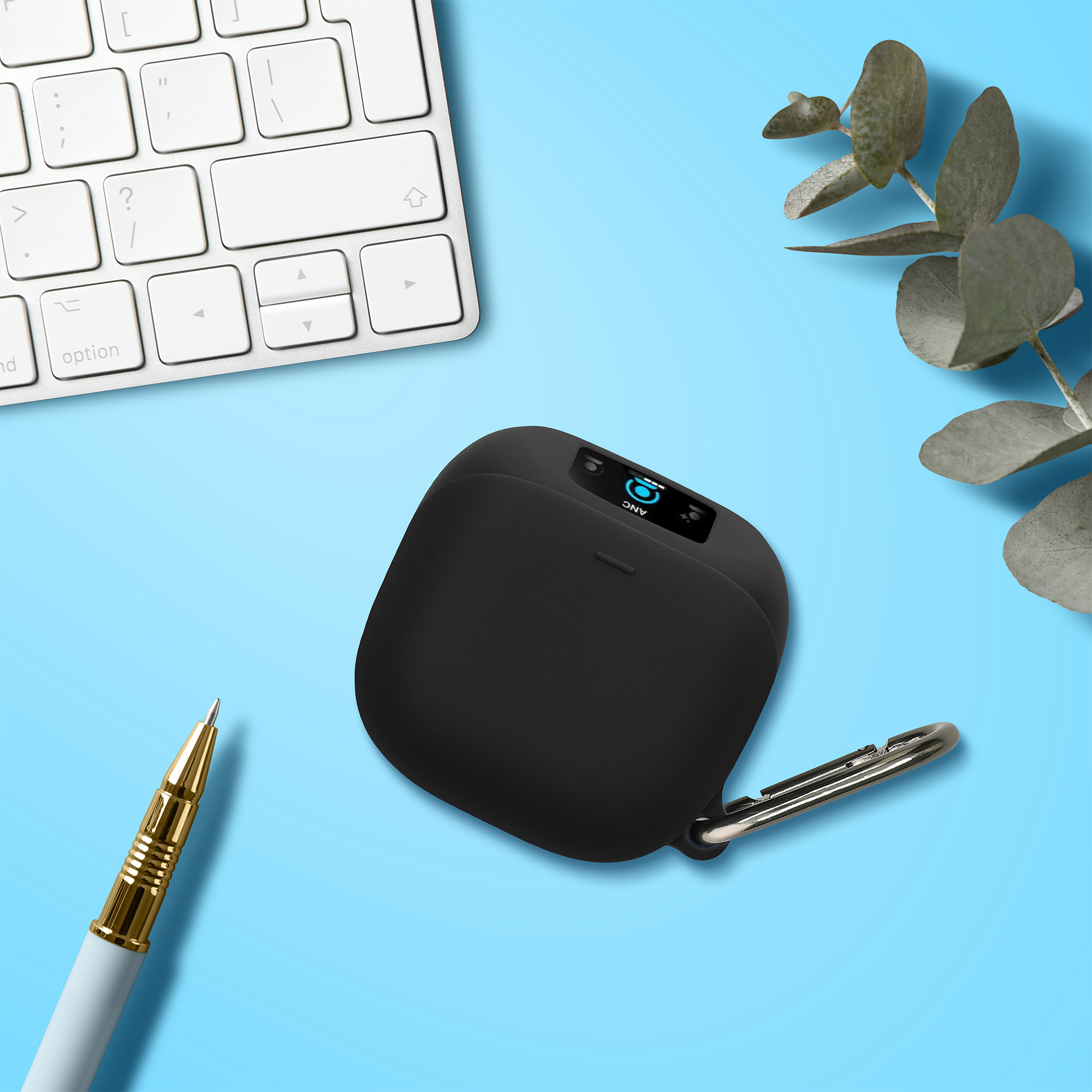 Obal pro Anker Soundcore Liberty 5 Pro kwmobile s karabinou silikonové - černá