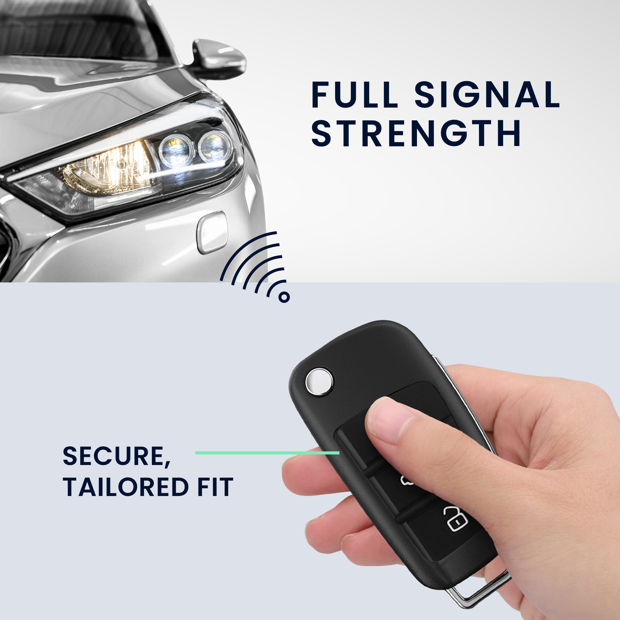 Náhradní tlačítka na klíč od auta pro Audi výklopný klíč se 3 tlačítky Keypad kwmobile - černá / bílá