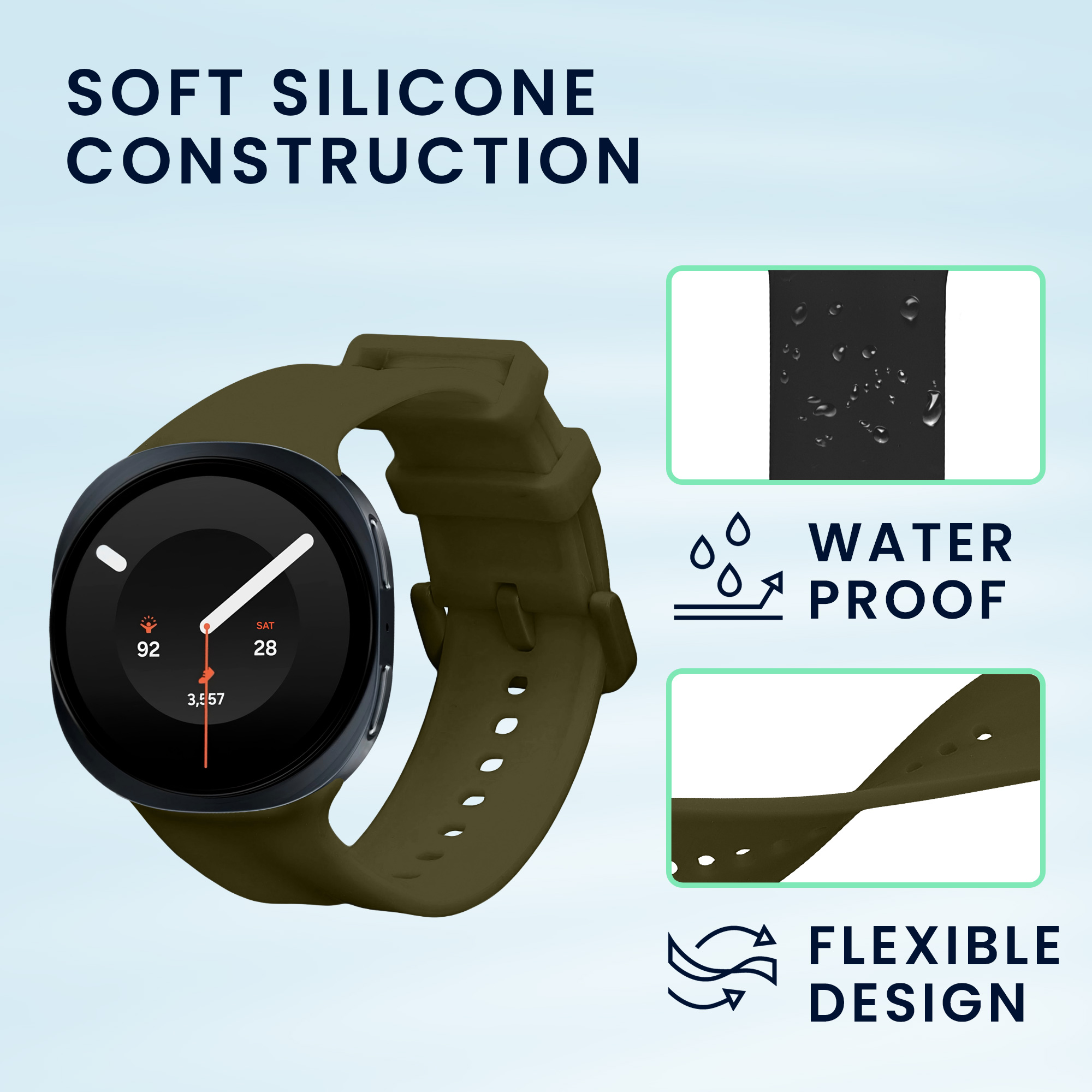 Řemínky pro Samsung Galaxy Watch 9 kwmobile silikonové - černá / tmavě zelená