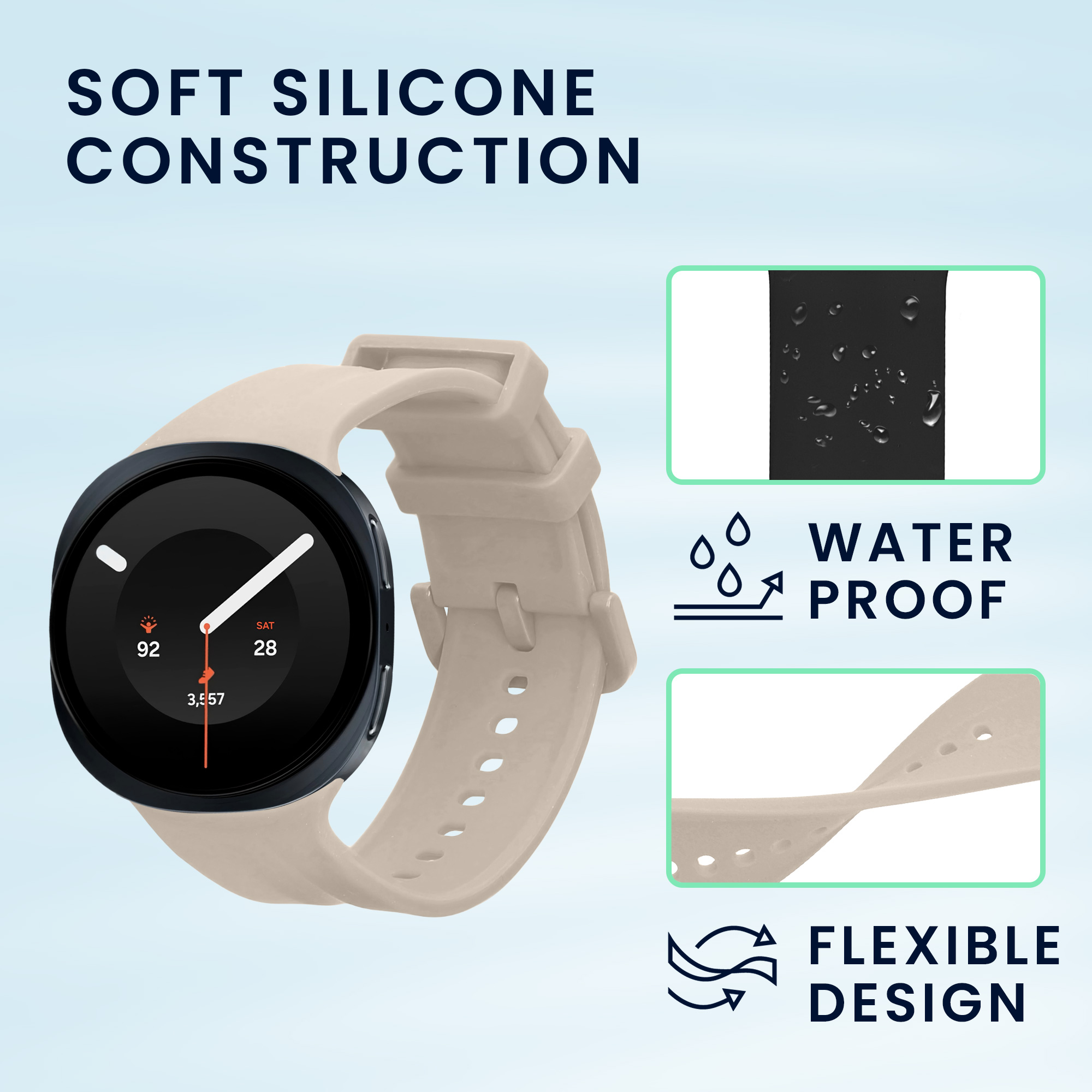 Řemínky pro Samsung Galaxy Watch 9 kwmobile silikonové - béžová / černá