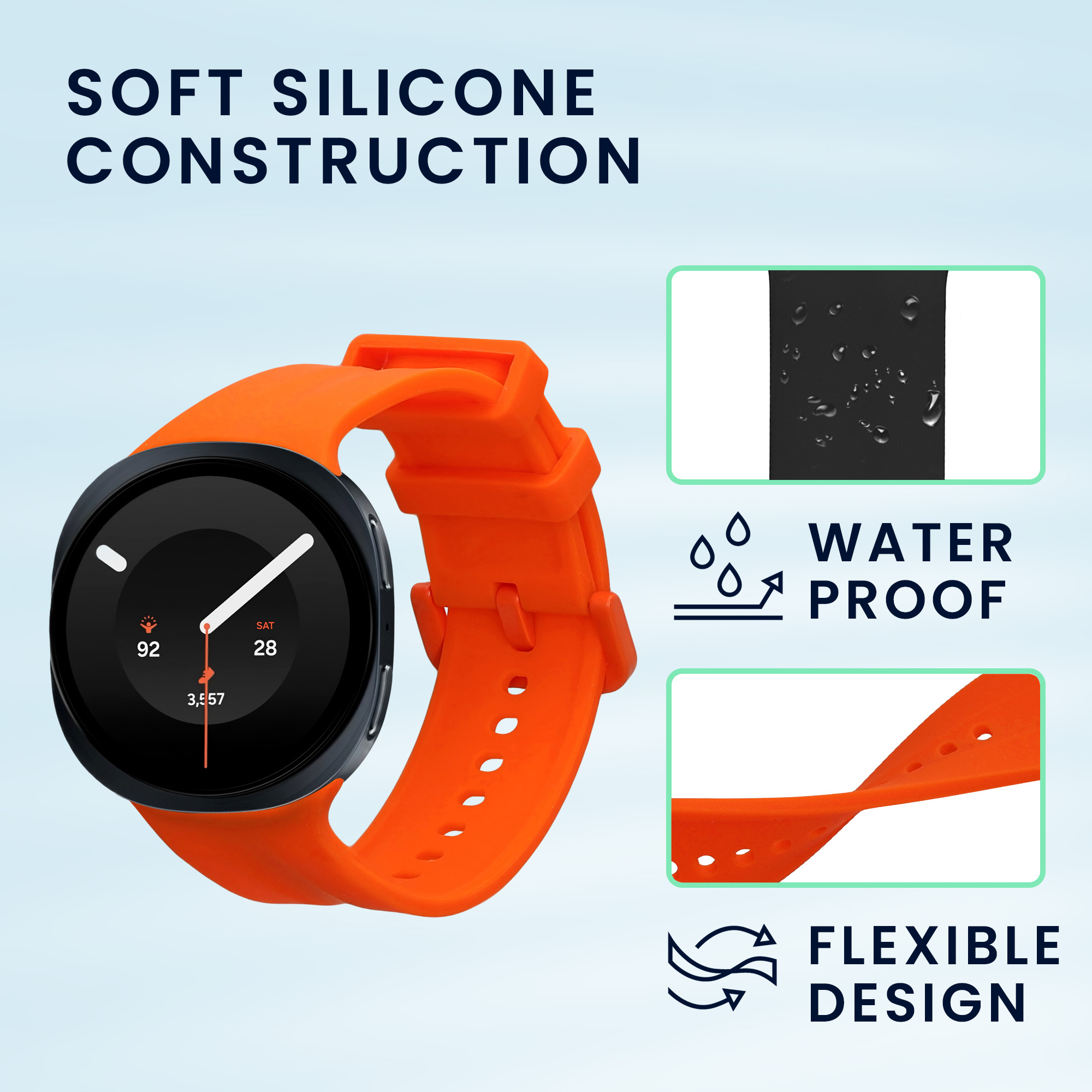 Řemínky pro Samsung Galaxy Watch 9 kwmobile silikonové - oranžová / černá