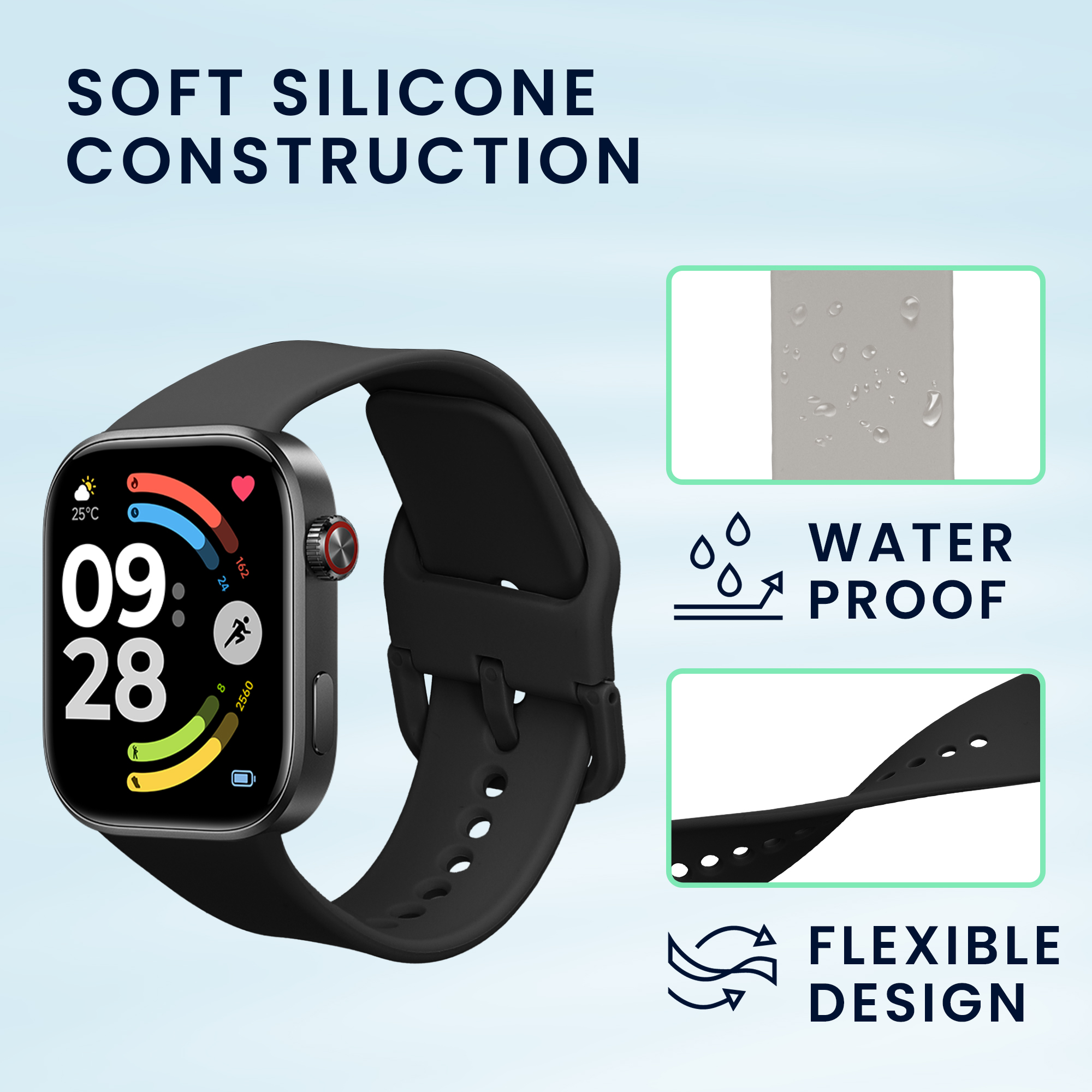 Řemínky pro Xiaomi Redmi Watch 6 / Redmi Watch 5 kwmobile silikonové - černá / světle šedá