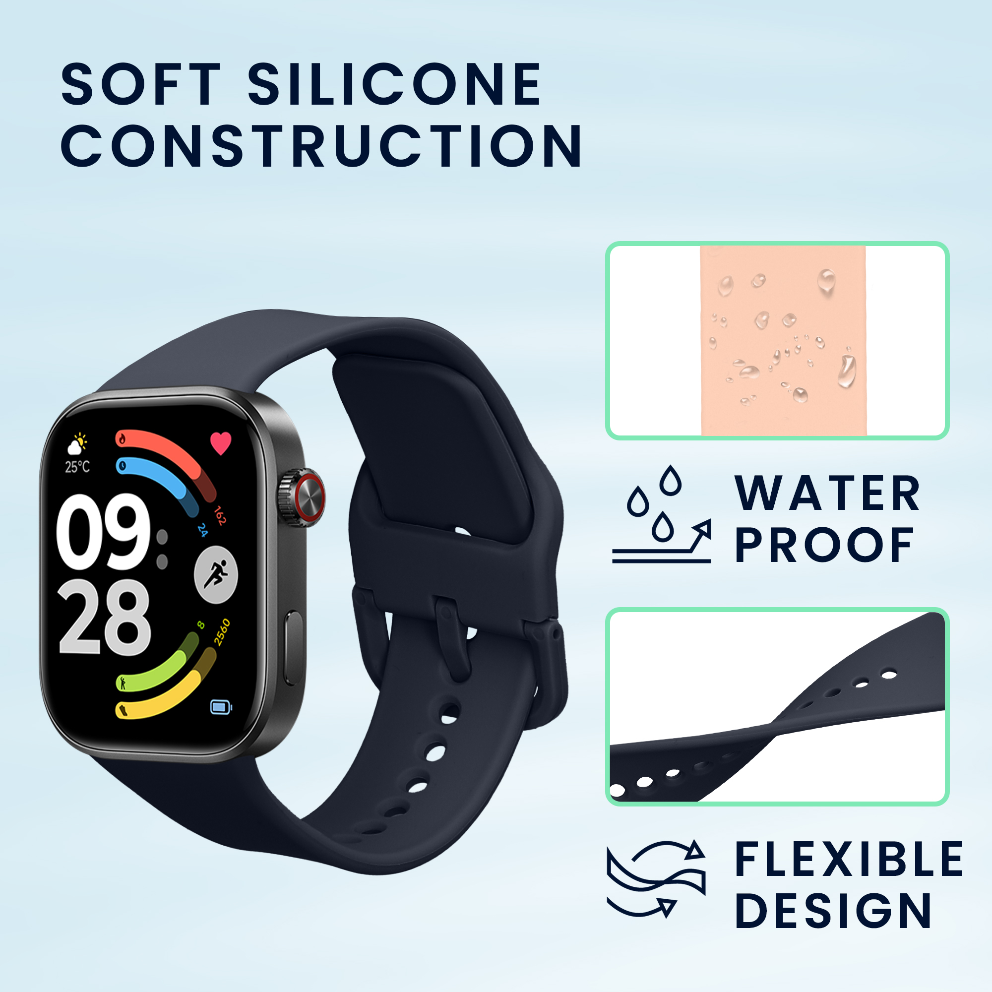 Řemínky pro Xiaomi Redmi Watch 6 / Redmi Watch 5 kwmobile silikonové - tmavě modrá / starorůžová