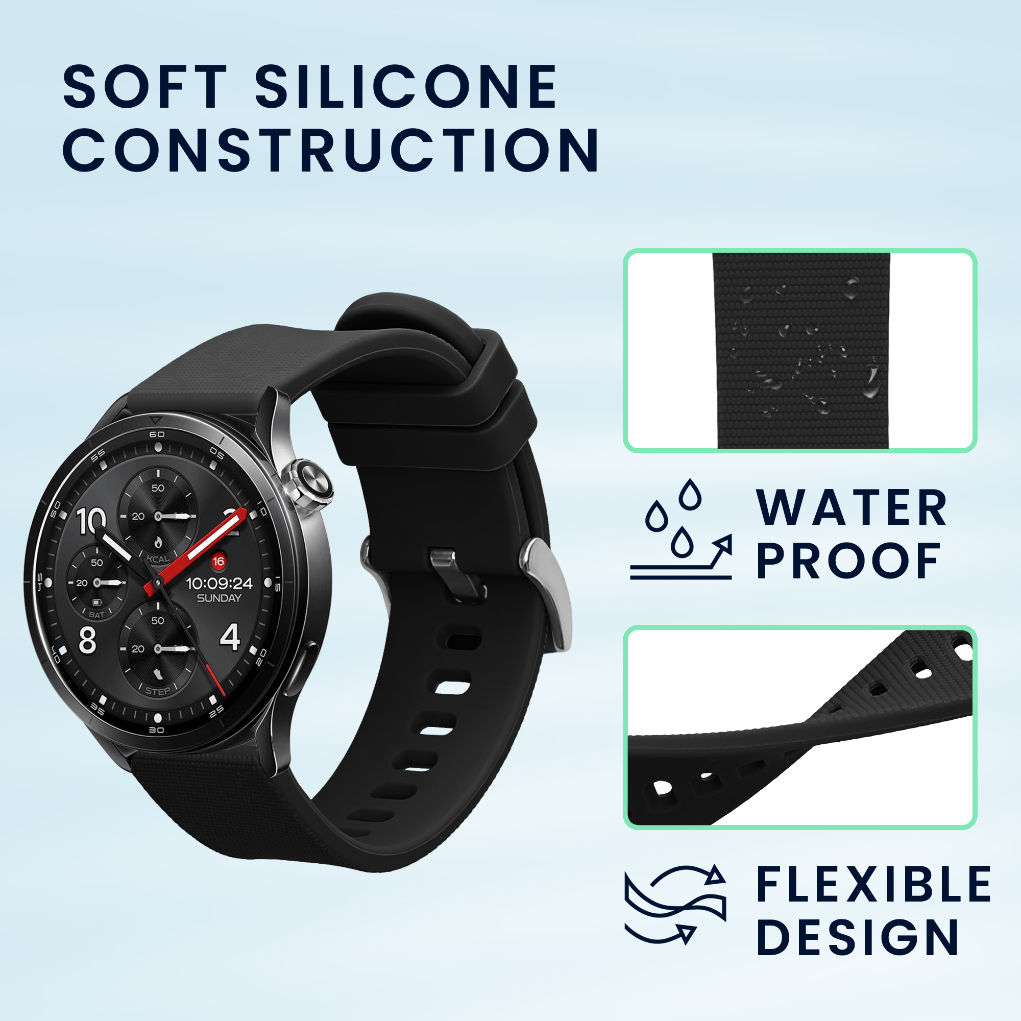 Silikonový řemínek pro Xiaomi Watch S5 46 mm kwmobile ‑ černá
