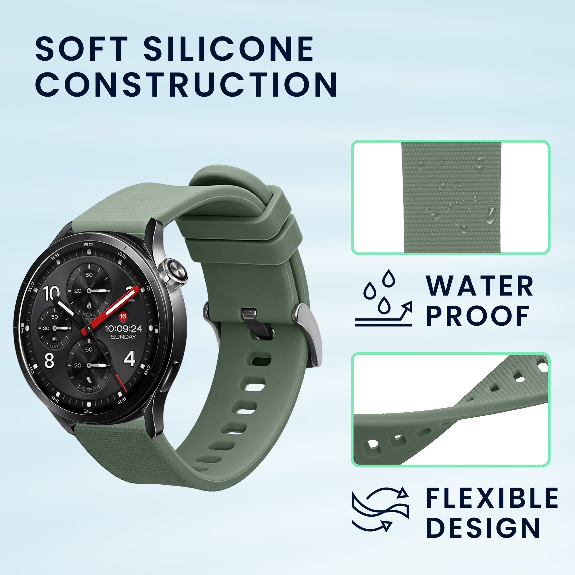 Silikonový řemínek pro Xiaomi Watch S5 46 mm kwmobile ‑ tmavě zelená