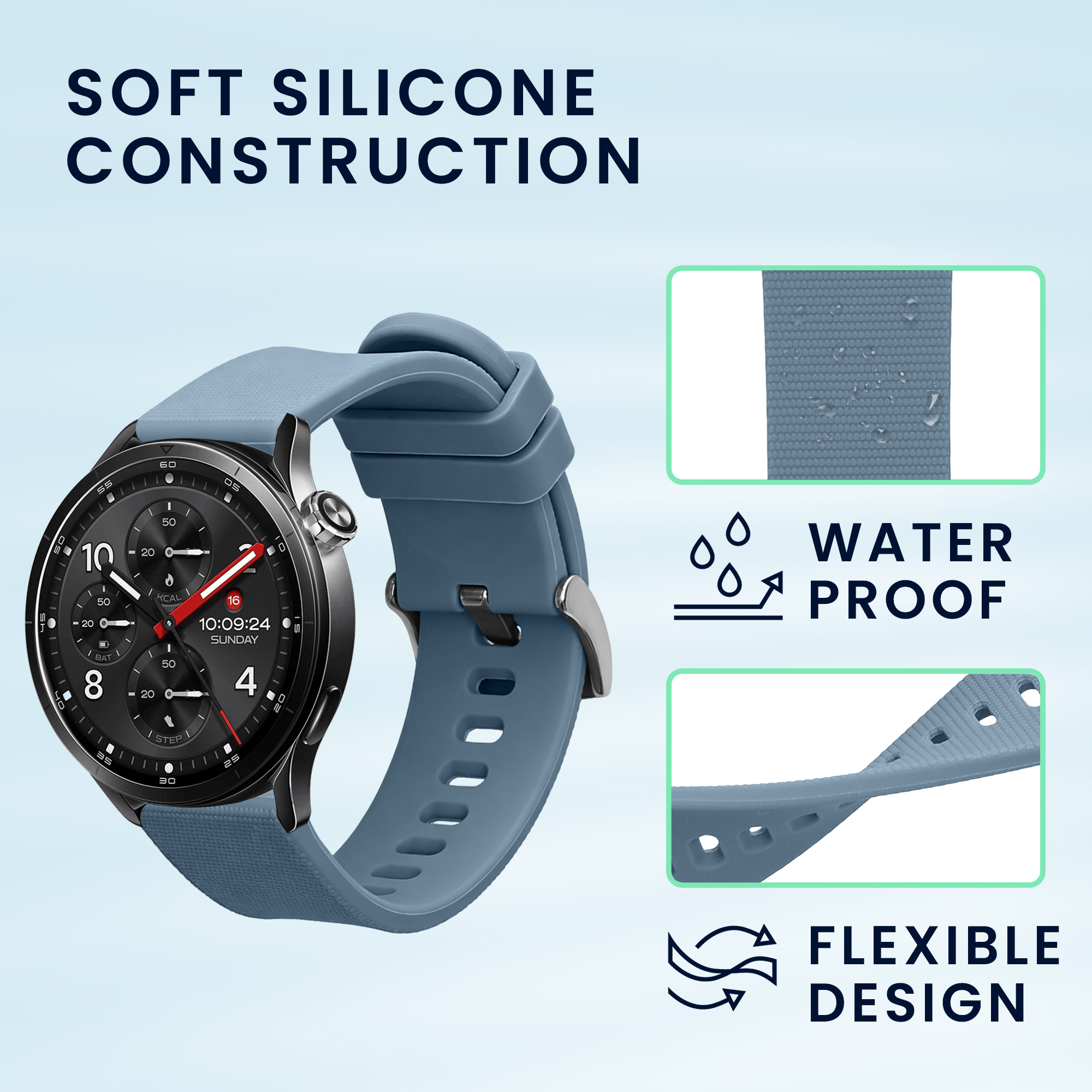 Silikonový řemínek pro Xiaomi Watch S5 46 mm kwmobile ‑ modrá