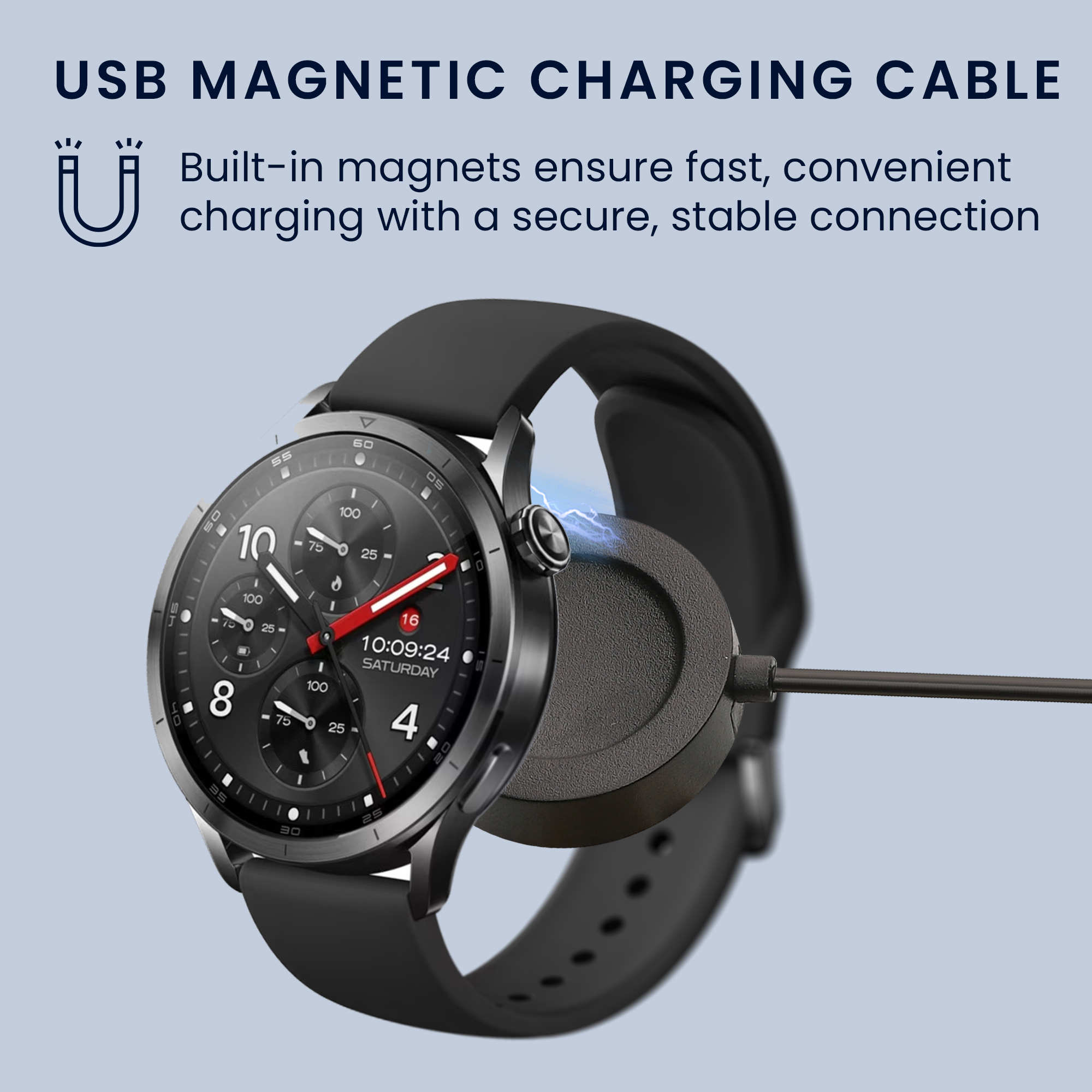 Nabíjecí kabel pro chytré hodinky pro Xiaomi Watch S5 / Watch 5 kwmobile - černá