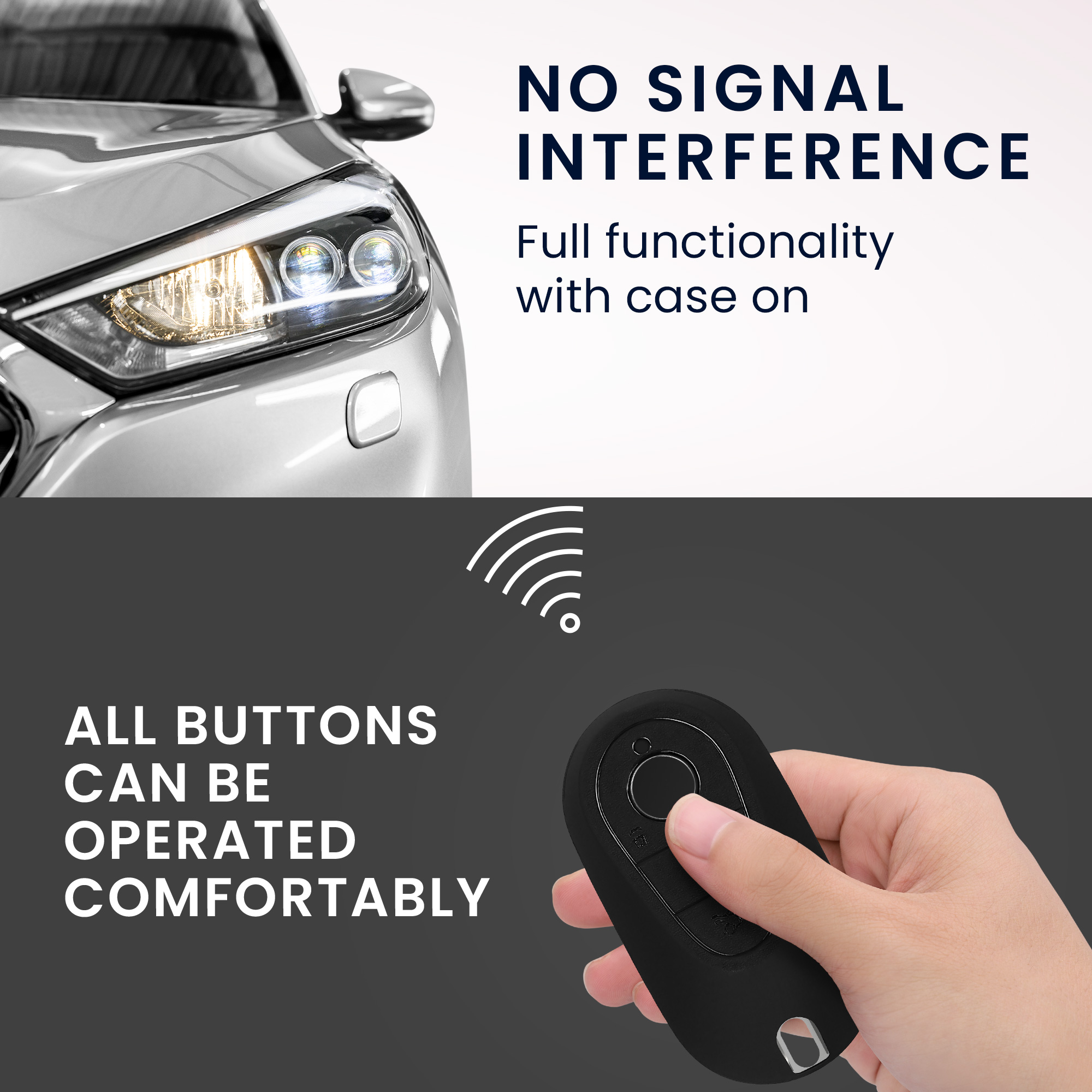 Obal na klíč pro Mercedes-Benz Smart Key se 3 tlačítky, měkké protiskluzové TPU s matným povrchem, odolné proti poškrábání kwmobile ‑ černá
