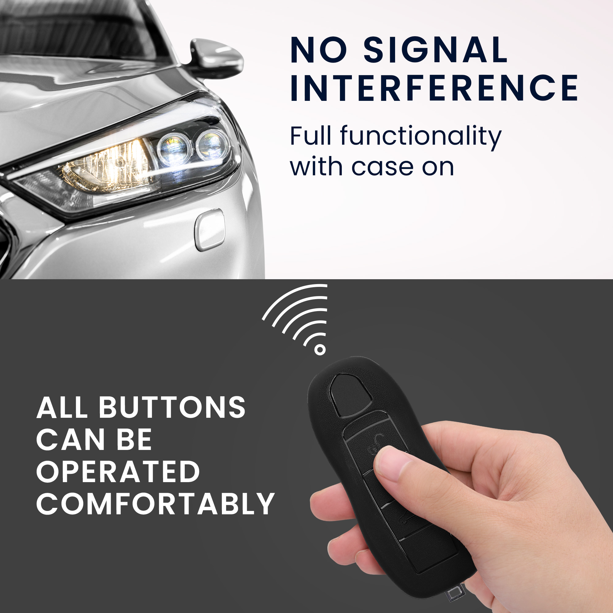 Obal na klíč od auta pro Porsche klíč se 3 tlačítky (only Keyless) kwmobile - měkká ochrana, protiskluzový obal, matný povrch, odolné proti poškrábání, černá