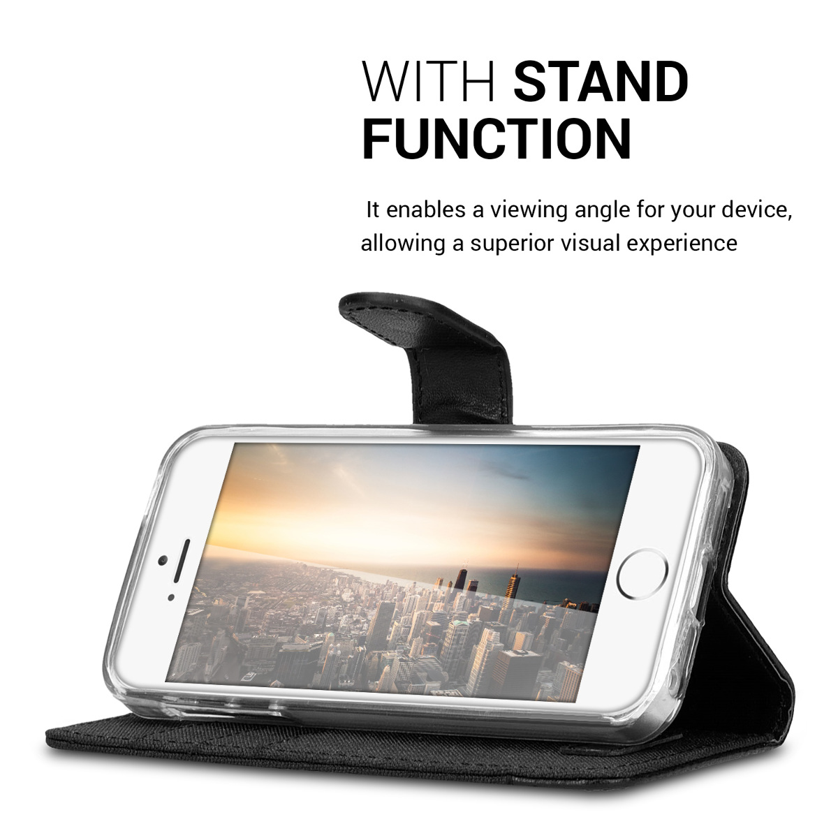 Flipové pouzdro kwmobile pro iPhone SE (1. generace 2016) / iPhone 5 / iPhone 5S - antracitová / černá