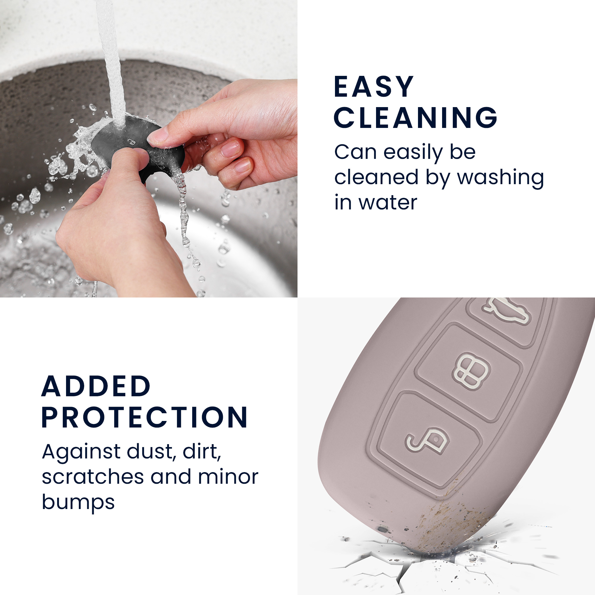 Obal na klíč od auta pro Ford klíč se 3 tlačítky a funkcí Keyless Go kwmobile - světle fialová