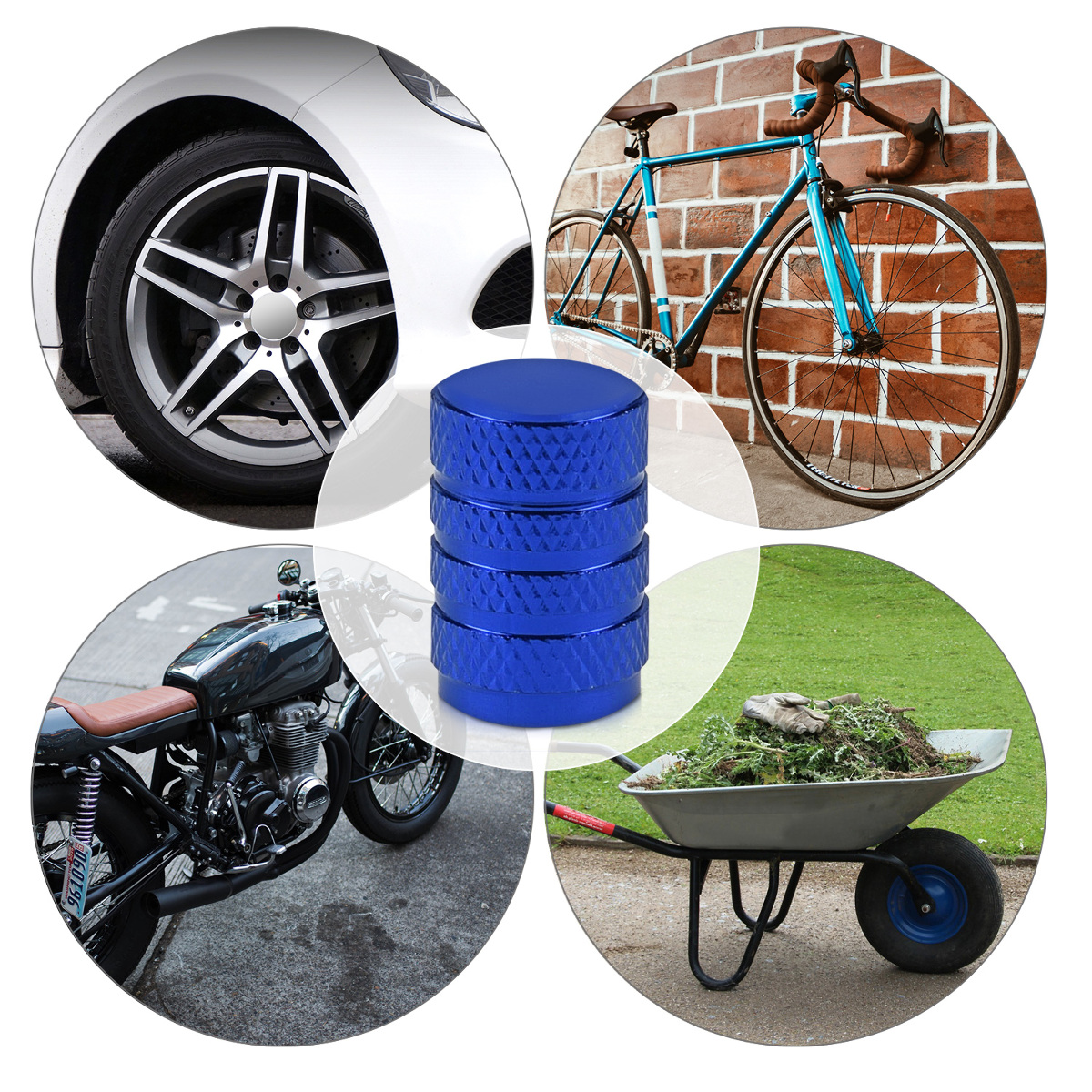 Kovové čepičky ventilků kwmobile pro auto, kolo a motocykl - set of 5 tire stem car wheel dustproof cap
