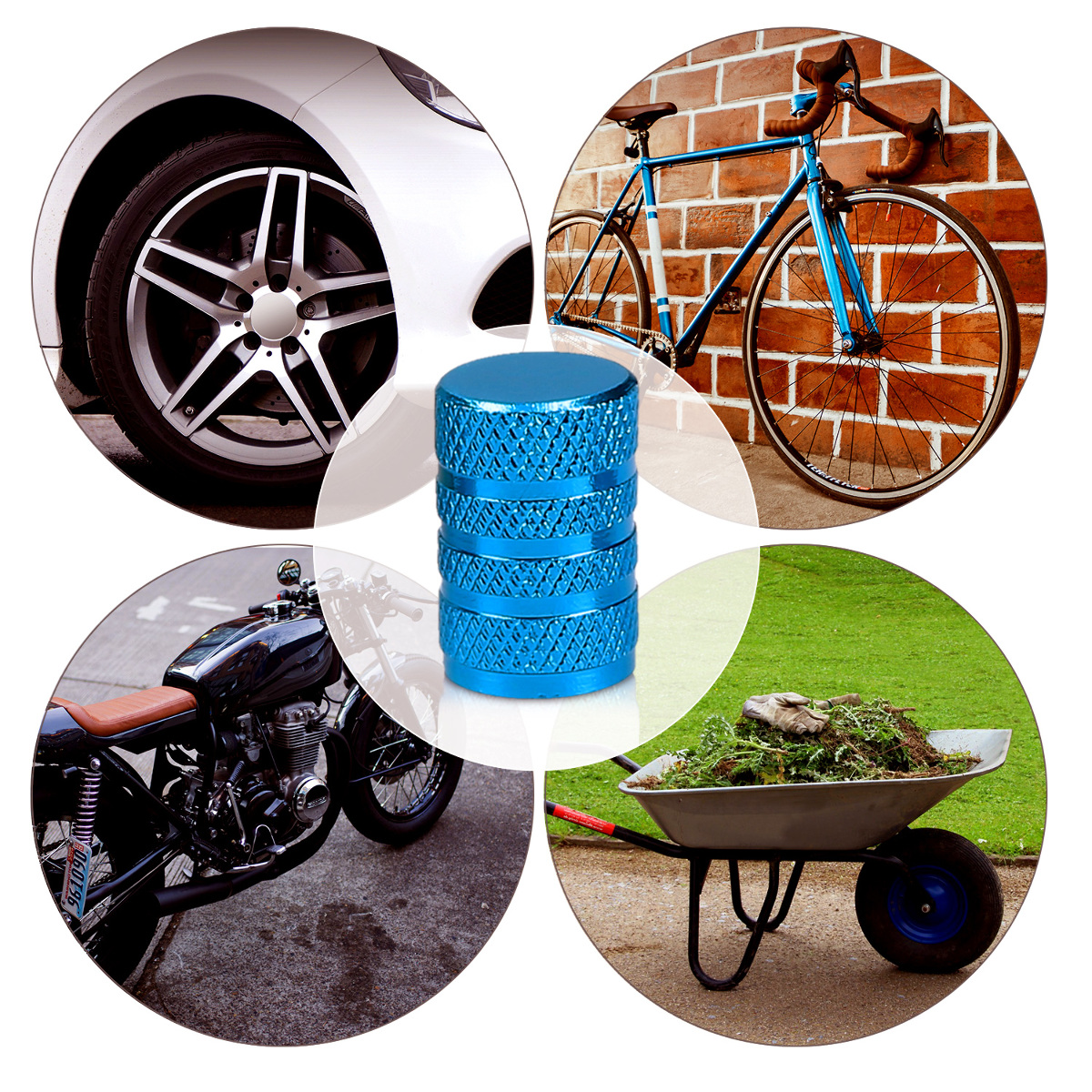 Kovové čepičky ventilků kwmobile pro auto, kolo a motocykl - set of 5 tire stem car wheel dustproof cap