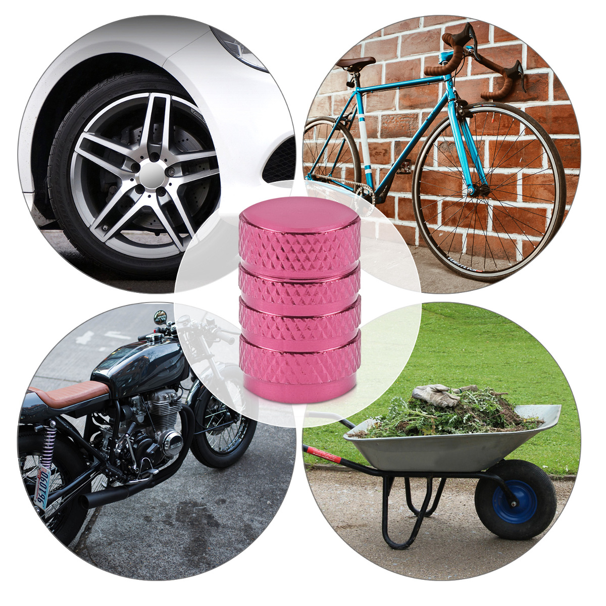 Kovové čepičky ventilků kwmobile pro auto, kolo a motocykl - set of 5 tire stem car wheel dustproof cap