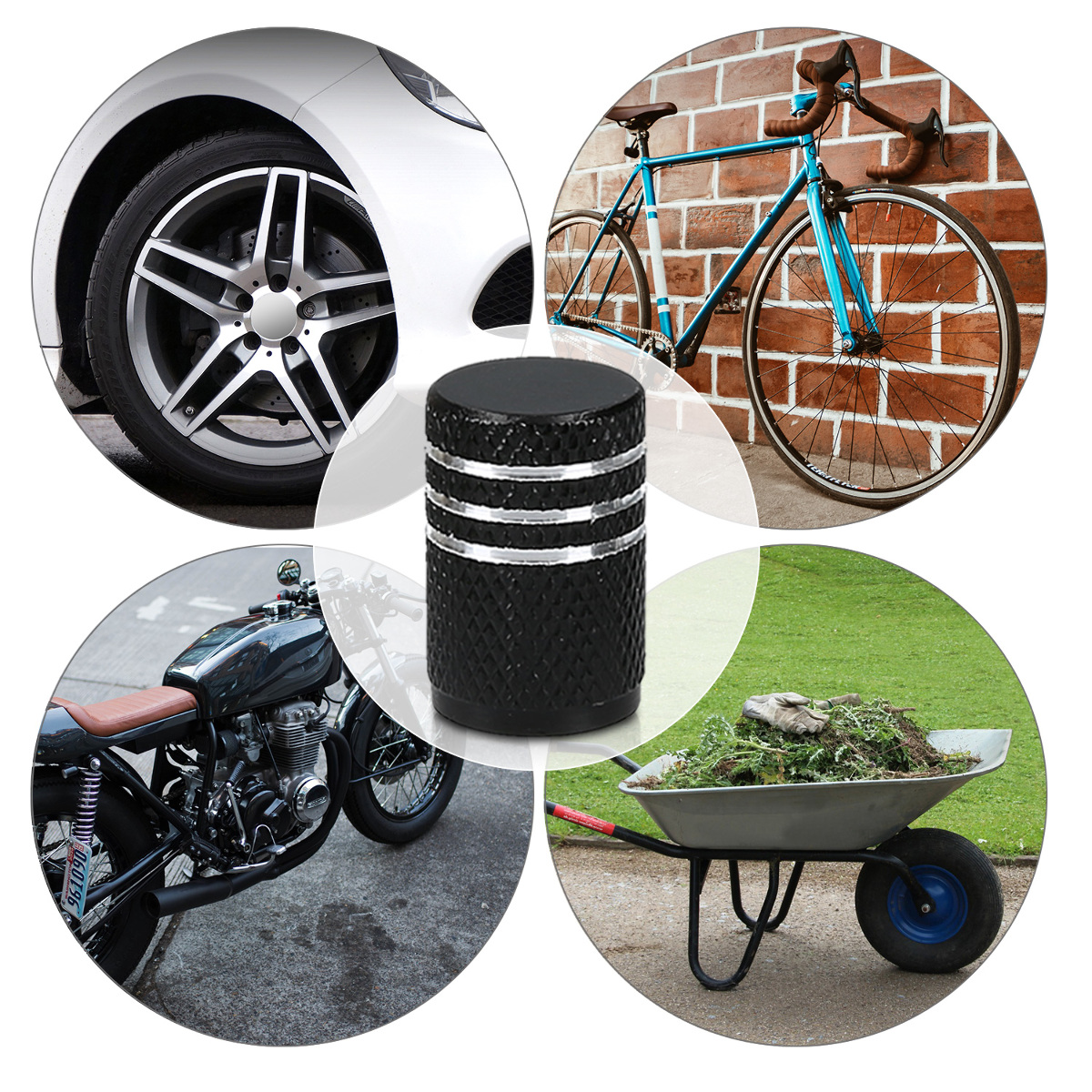Kovové krytky ventilků pro auto, kolo a motocykl, 5 ks kwmobile