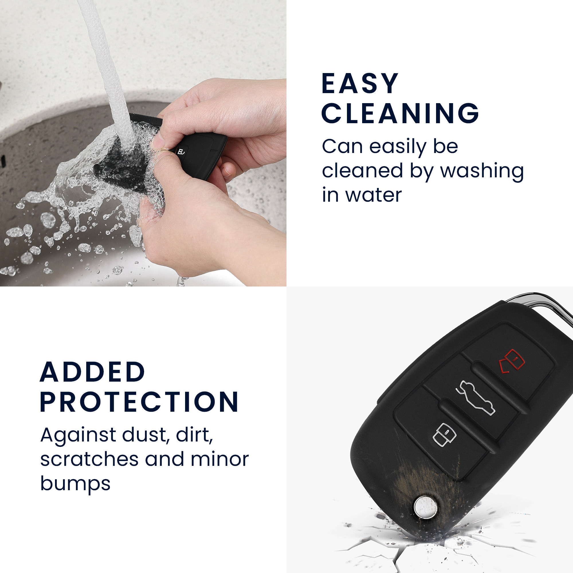 Silikonové pouzdro na klíč od auta Audi Flip Key Anti-Slip bílo-černé