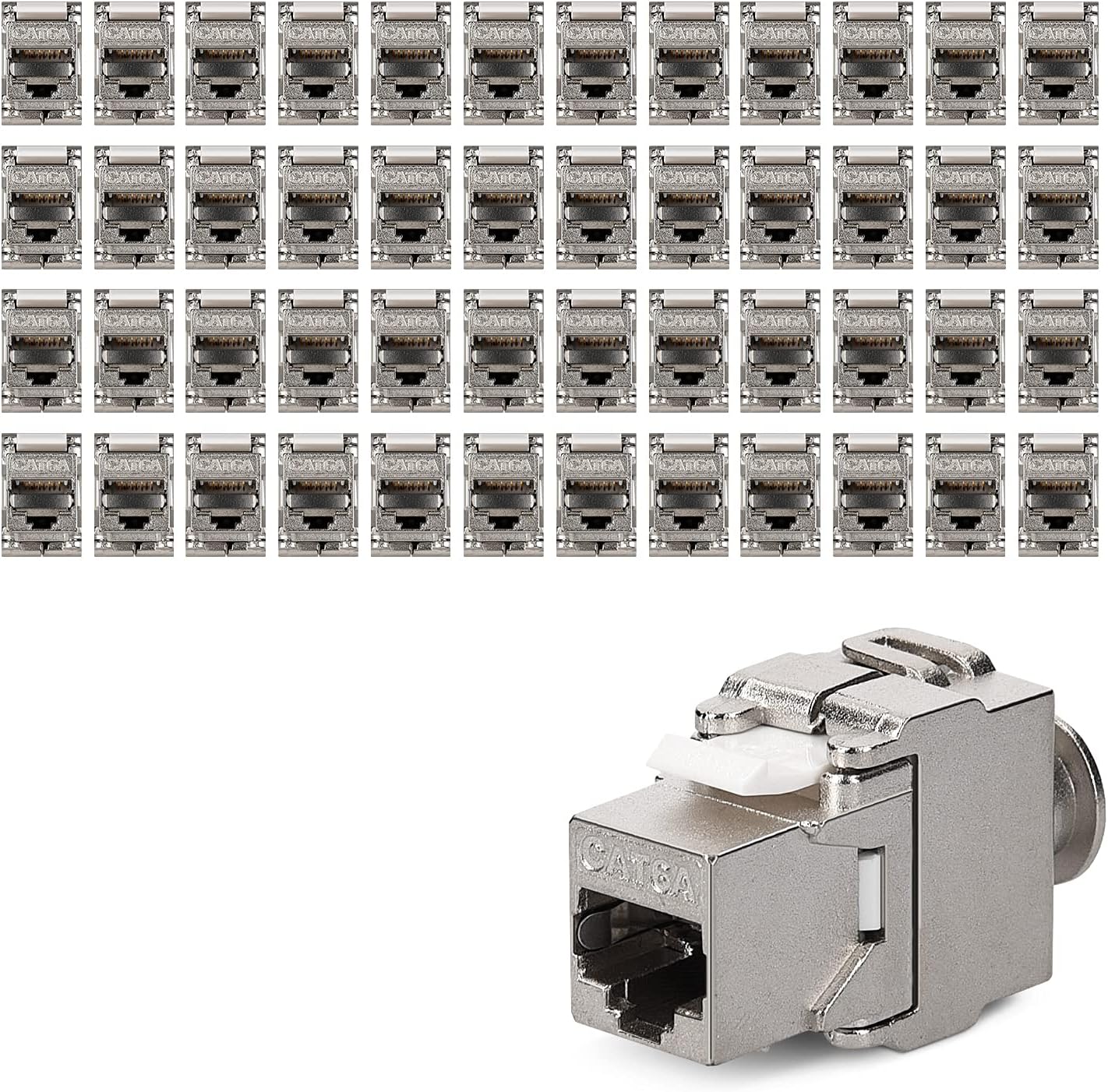 Síťová zásuvka s keystone moduly kwmobile - 48 ks - CAT6A / RJ45 síťové rozvody - for patch panel, wall plate and network socket