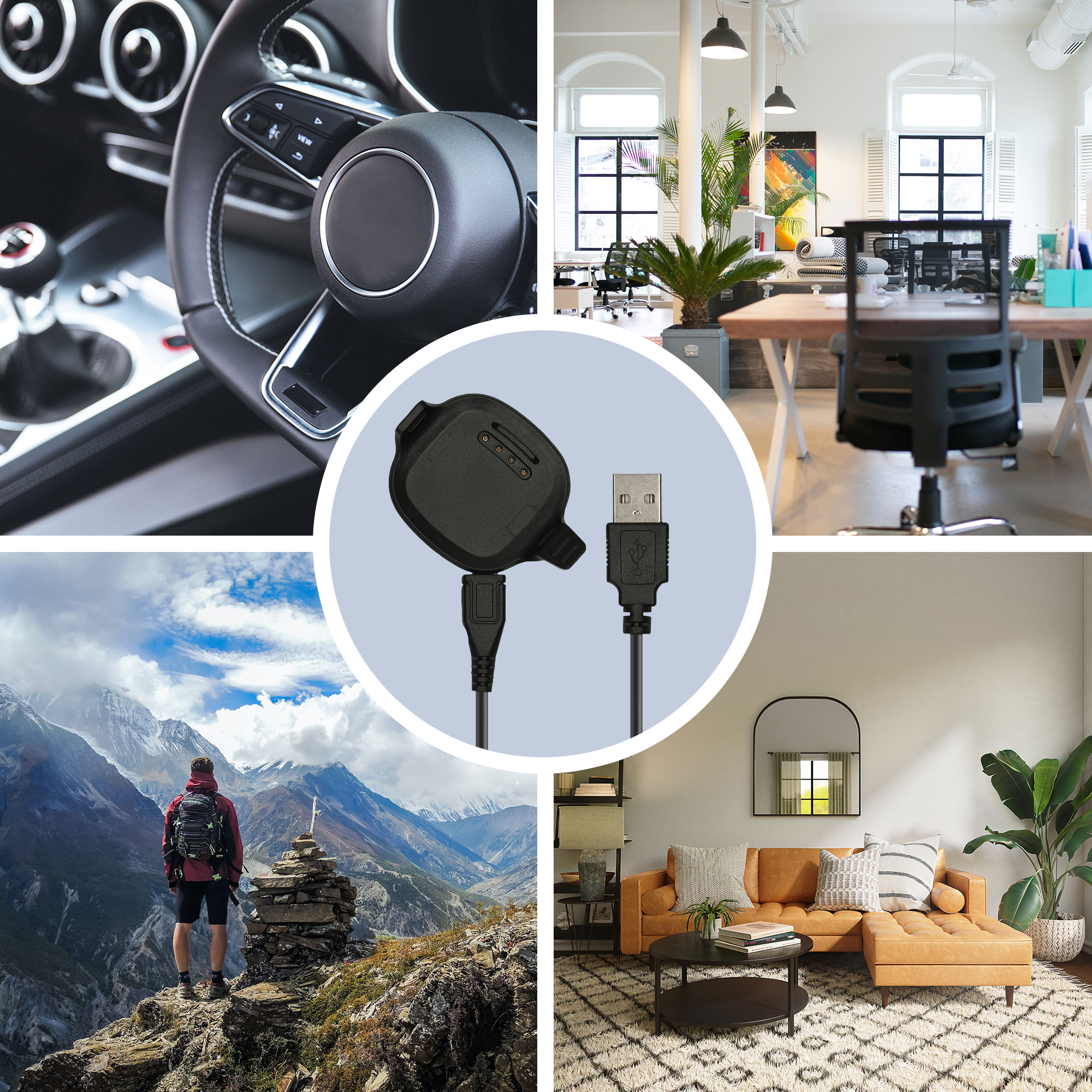 Nabíjecí kabel Garmin Forerunner 10 / 15 kwmobile USB-A černý