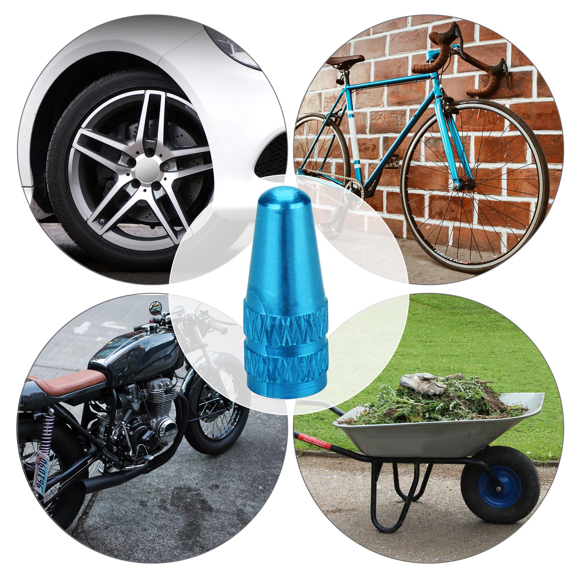 5x Držák na kolo Sclaverand Valve / Presta Valve / French Valve kwmobile - tire caps for bike / road or mountain bike