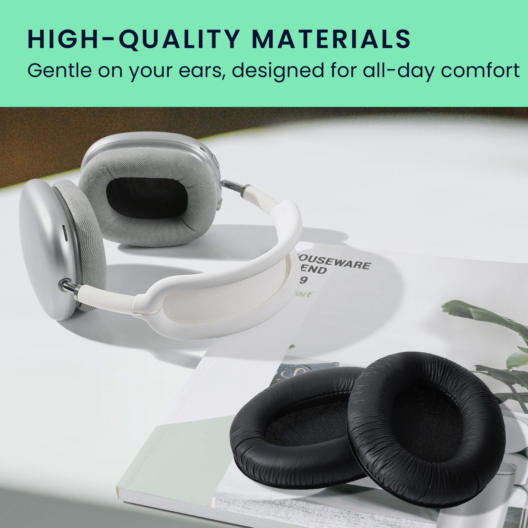 2x Náušníky na sluchátka kwmobile pro Sennheiser HD201 / HD206 / HD180 / HD… - černá