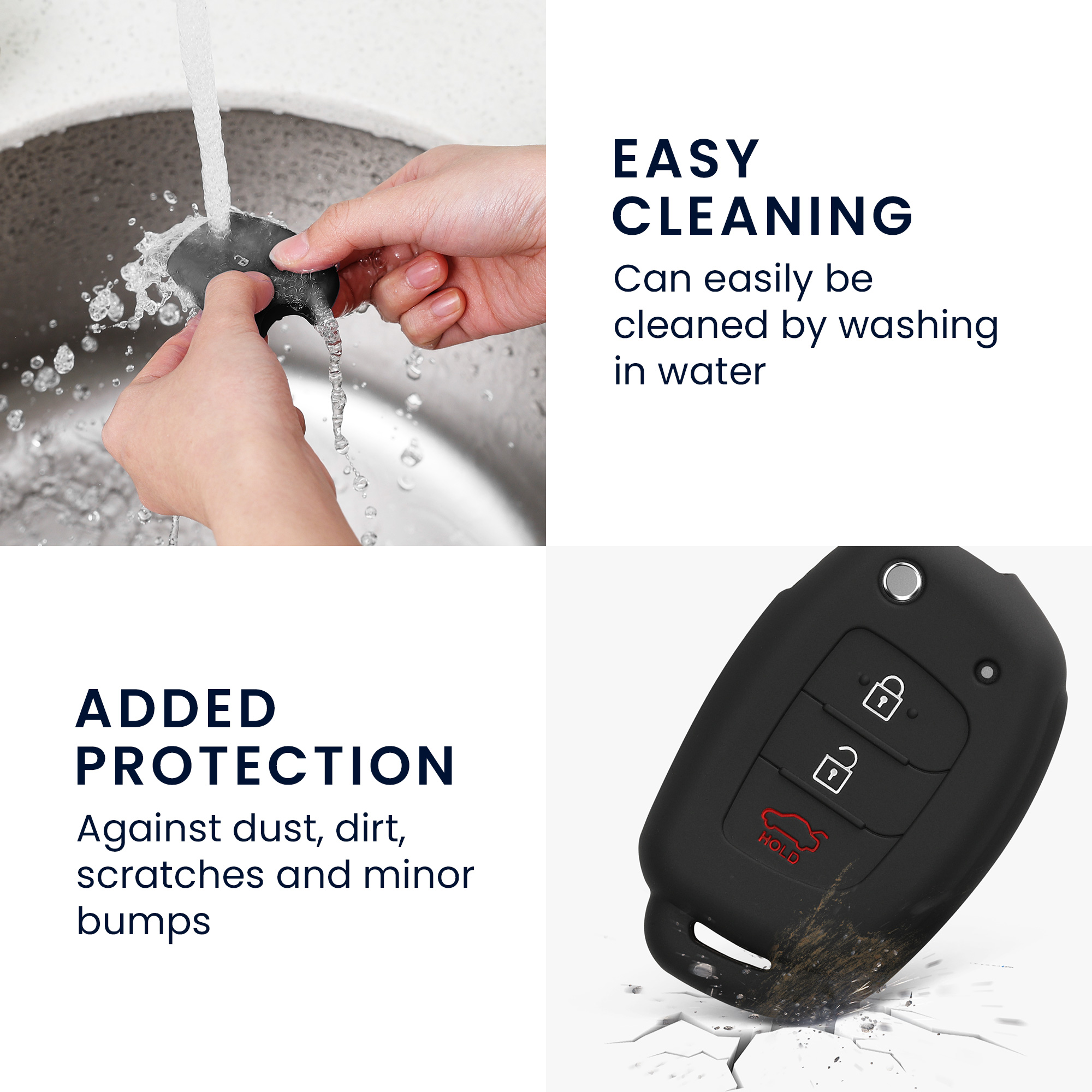 Pouzdro na klíč od auta kwmobile pro Hyundai 3 Button Flip Key - černá