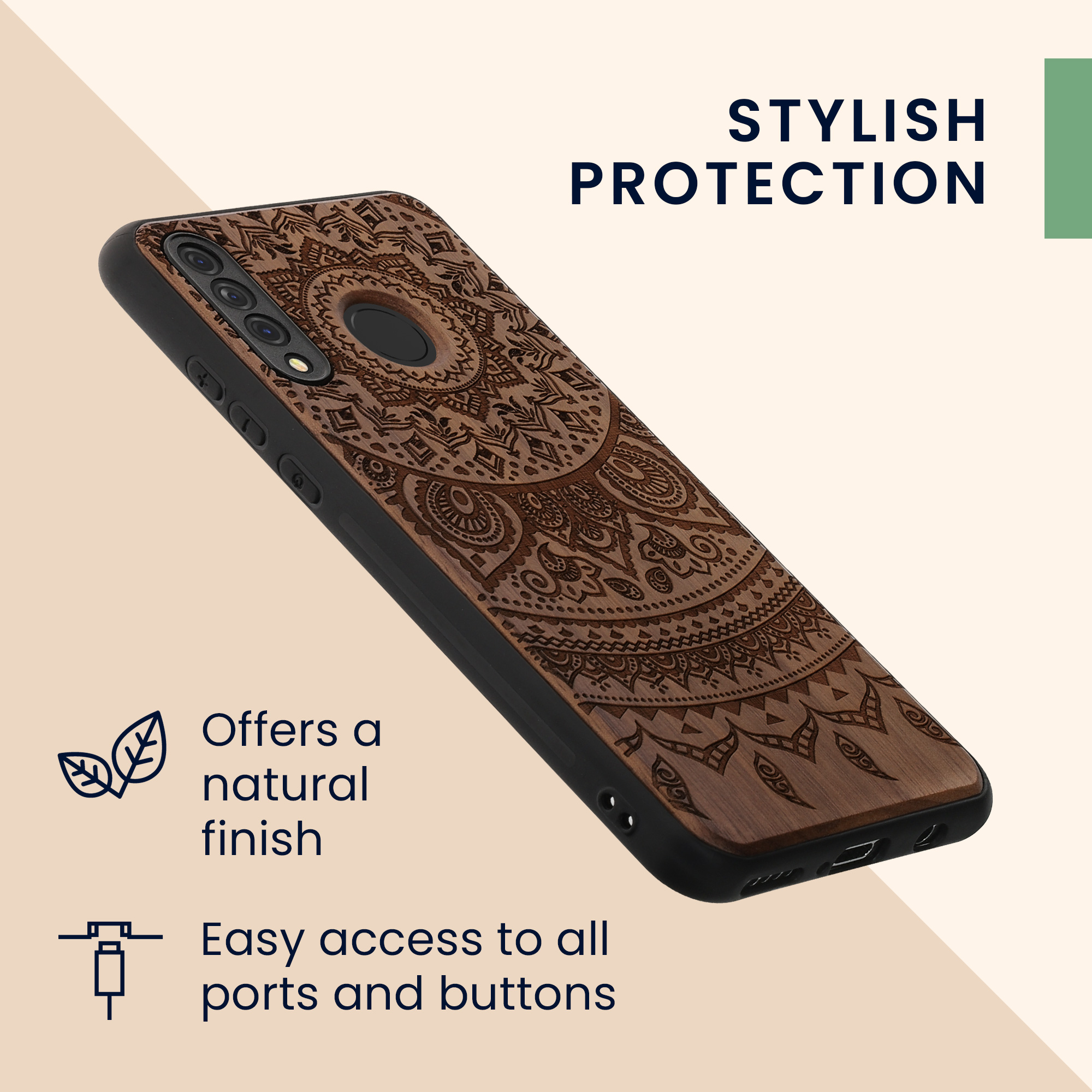 Dřevěný kryt kwmobile Huawei P30 Lite, tmavě hnědý