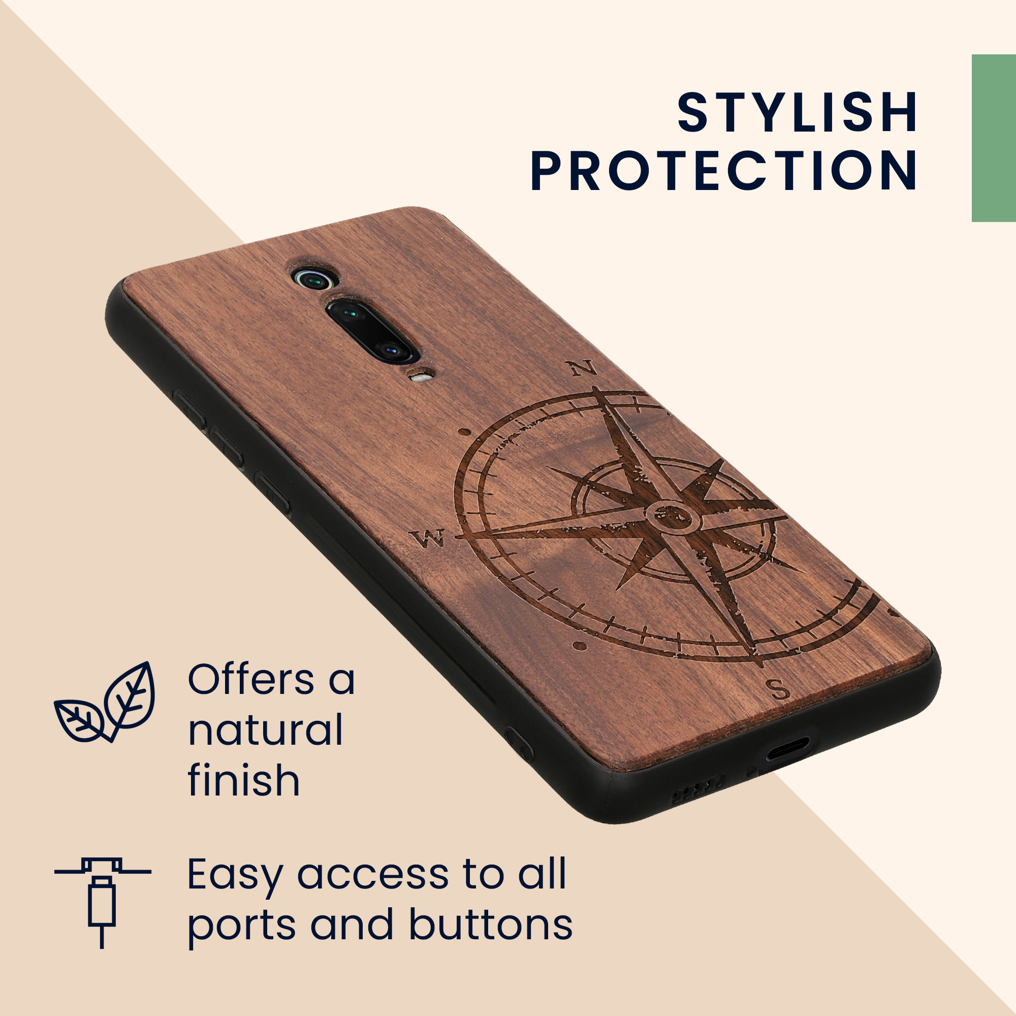 Dřevěné pouzdro pro Xiaomi Mi 9T (Pro) / Redmi K20 (Pro) kwmobile - tvrdý obal v tmavě hnědé barvě