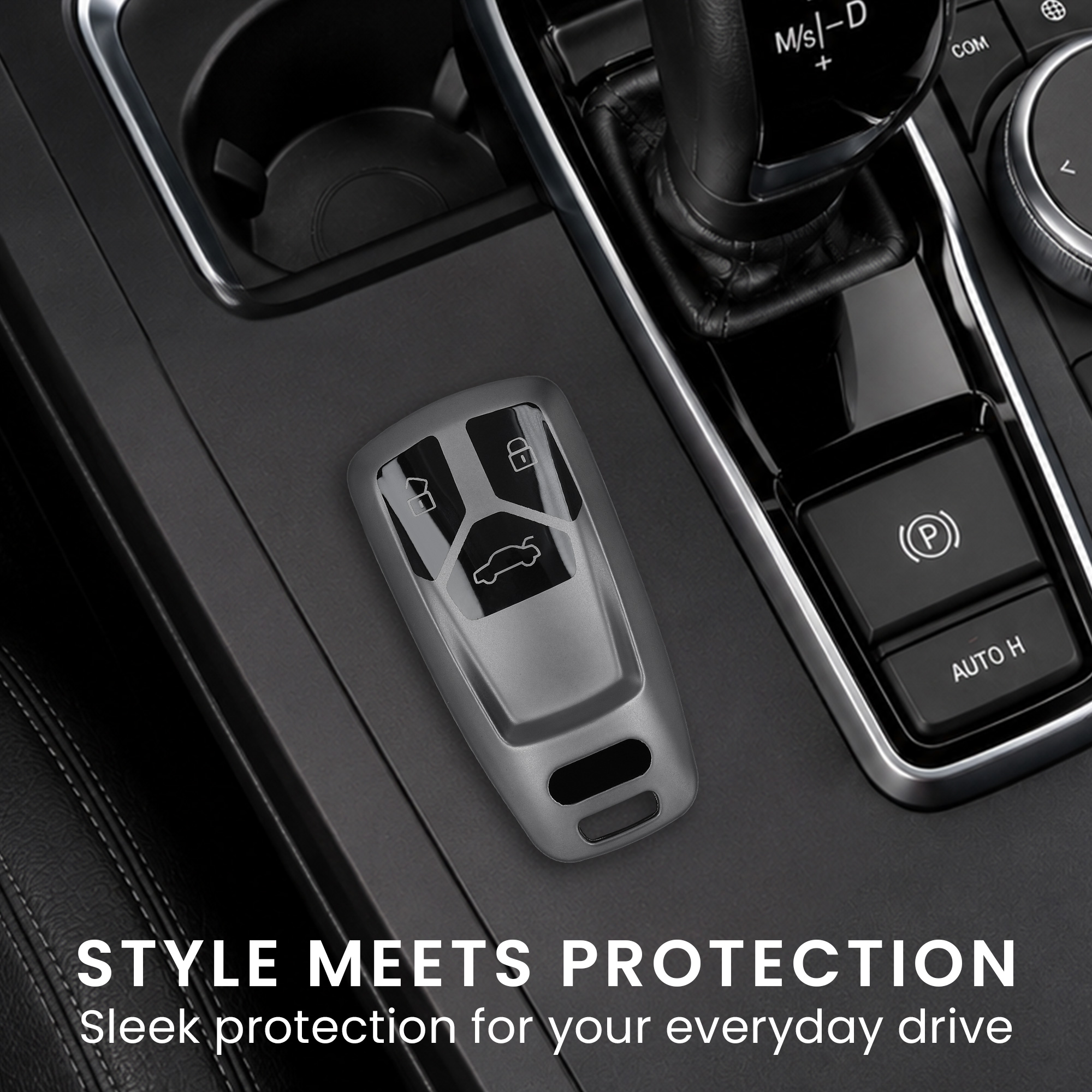 Obal na klíč pro Audi Smart Key se 3 tlačítky (Keyless Go), měkké protiskluzové TPU odolné proti poškrábání kwmobile ‑ matná černá / černá