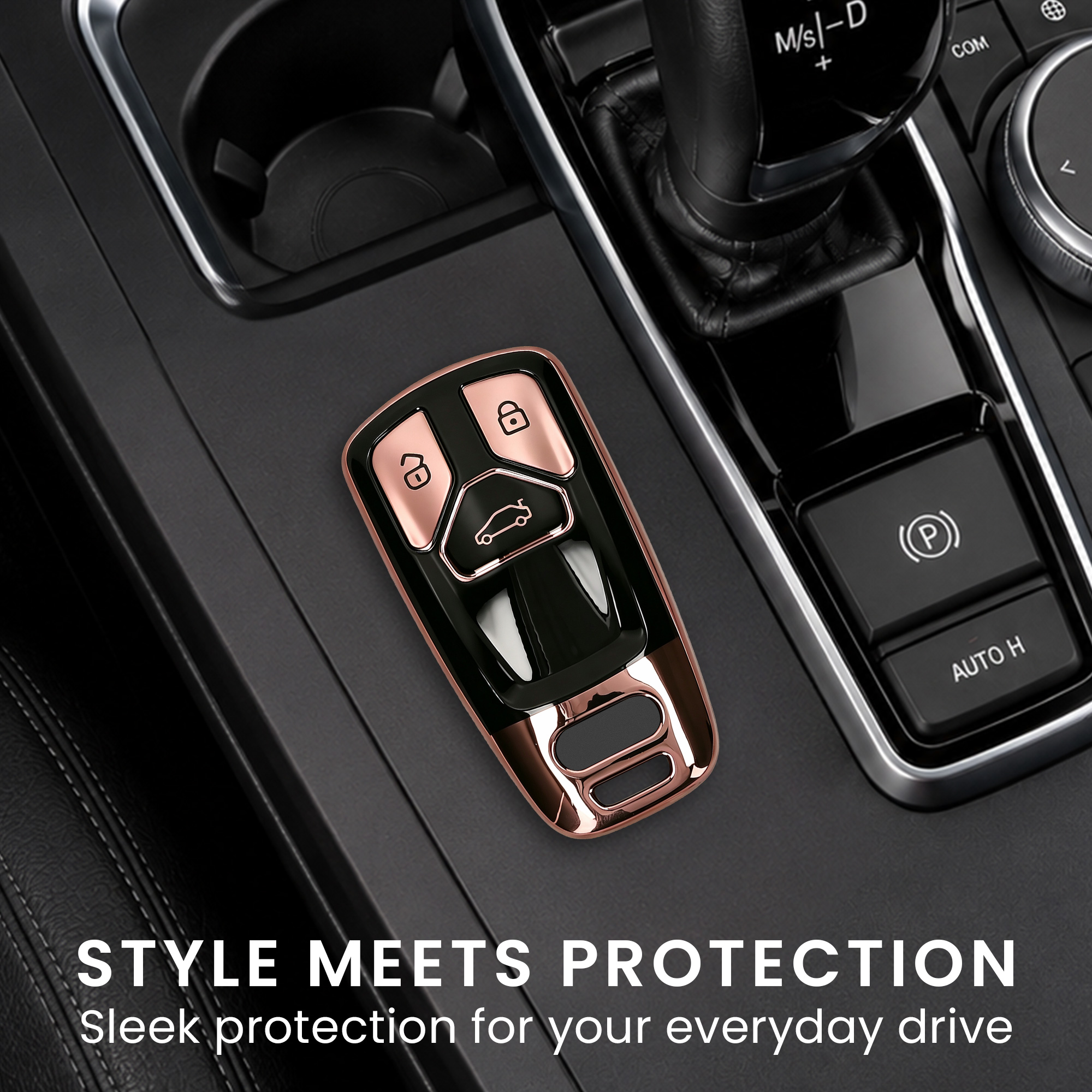 Obal na klíč od auta pro Audi chytrý klíč se 3 tlačítky kwmobile TPU - lesklé růžové zlato