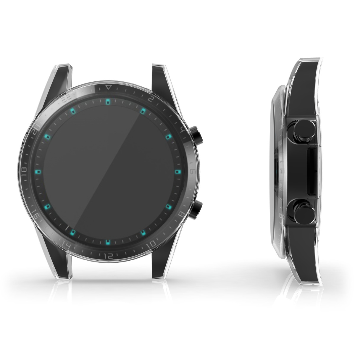 Silikonový kryt hodinky Huawei Watch GT2 (46mm) ochranná fólie sada 2 ks průhledná kwmobile