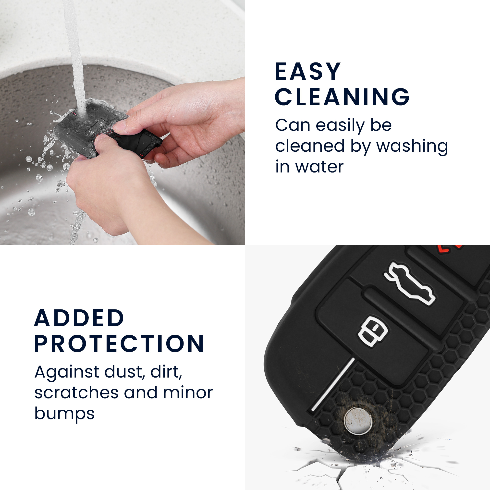Silikonové pouzdro na klíč od auta Audi Flip Key protiskluzové černo-bílé