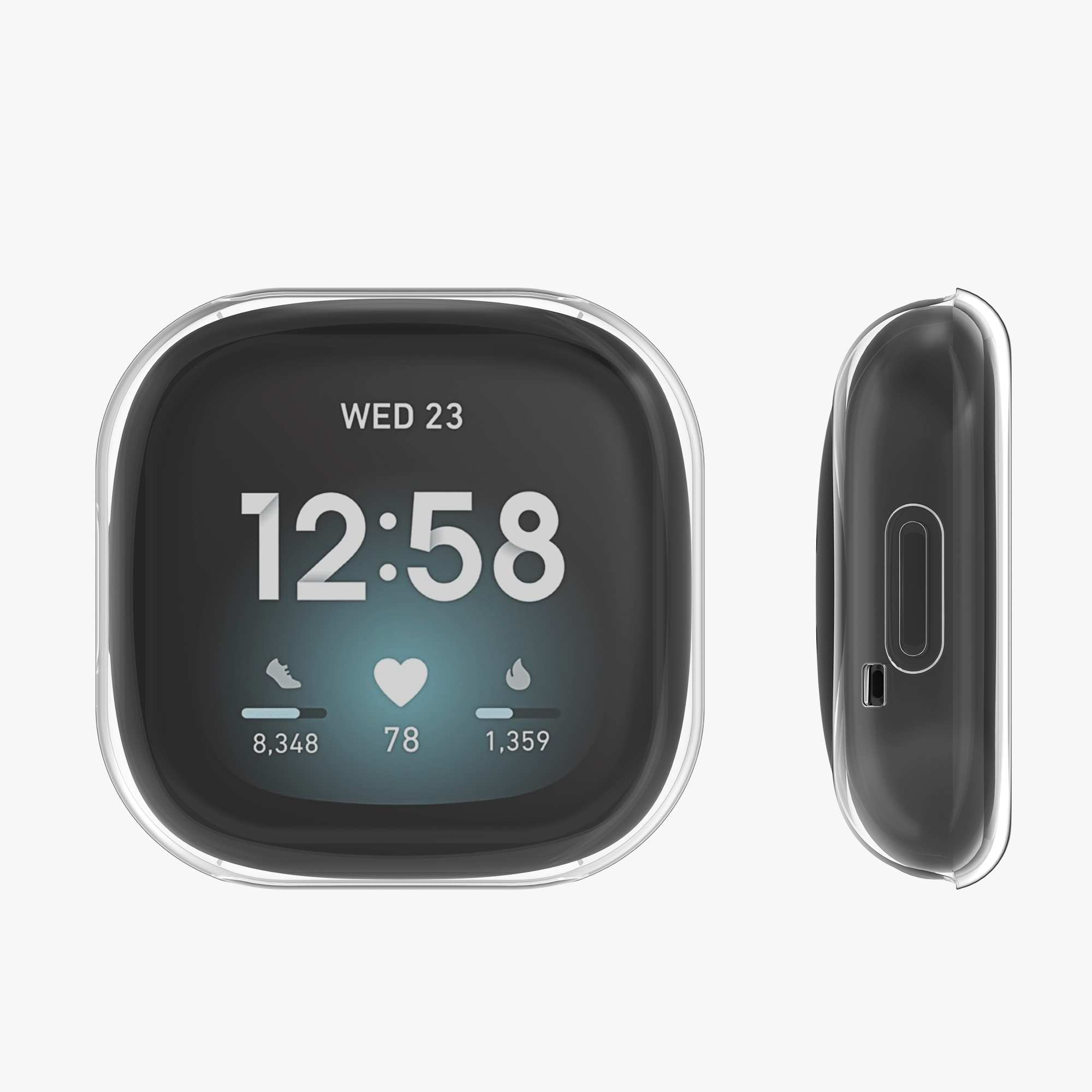 2 ks Ochranný kryt na hodinky kwmobile pro Fitbit Versa 3 / Sense - černá / transparentní