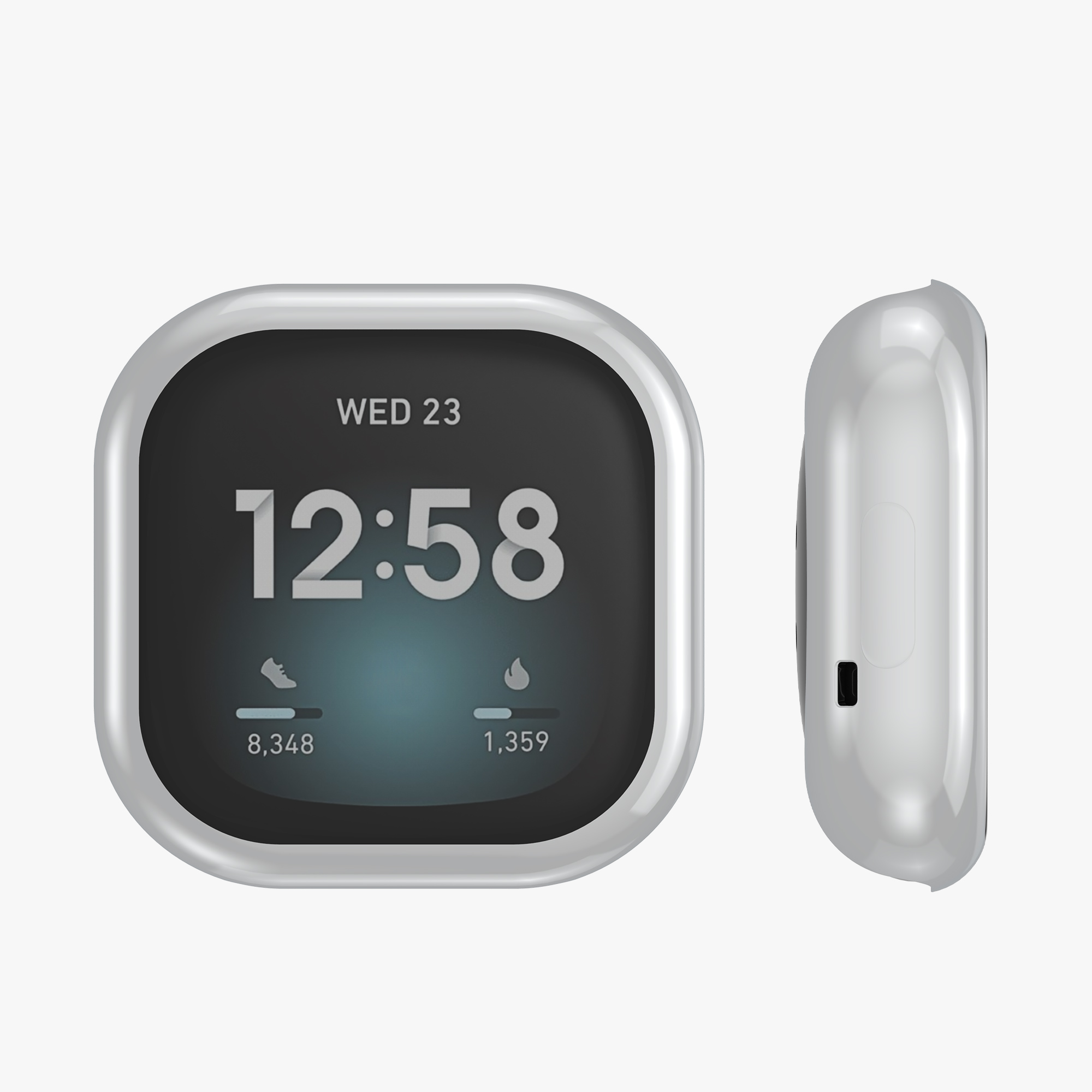 2 ks Ochranný kryt na hodinky kwmobile pro Fitbit Versa 3 / Sense - černá / stříbrná