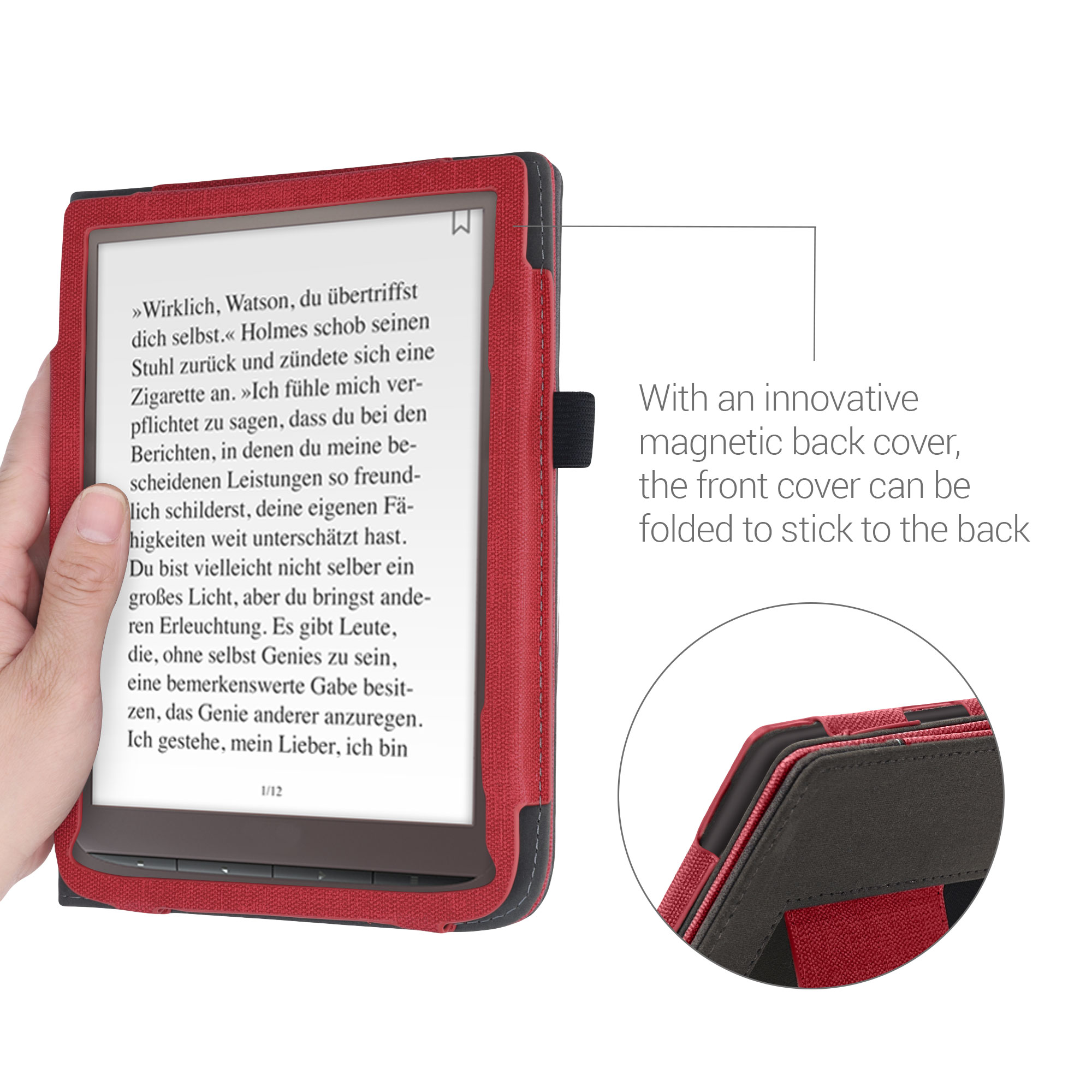 Pouzdro na čtečku kwmobile pro Pocketbook InkPad 3 / 3 Pro / Color /… - červená / tmavě šedá