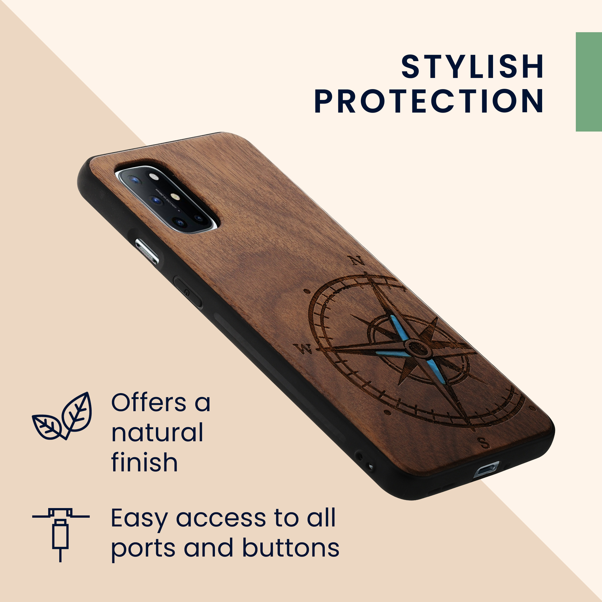 Dřevěný kryt na mobil OnePlus 8T kwmobile TPU rámeček tmavě hnědá
