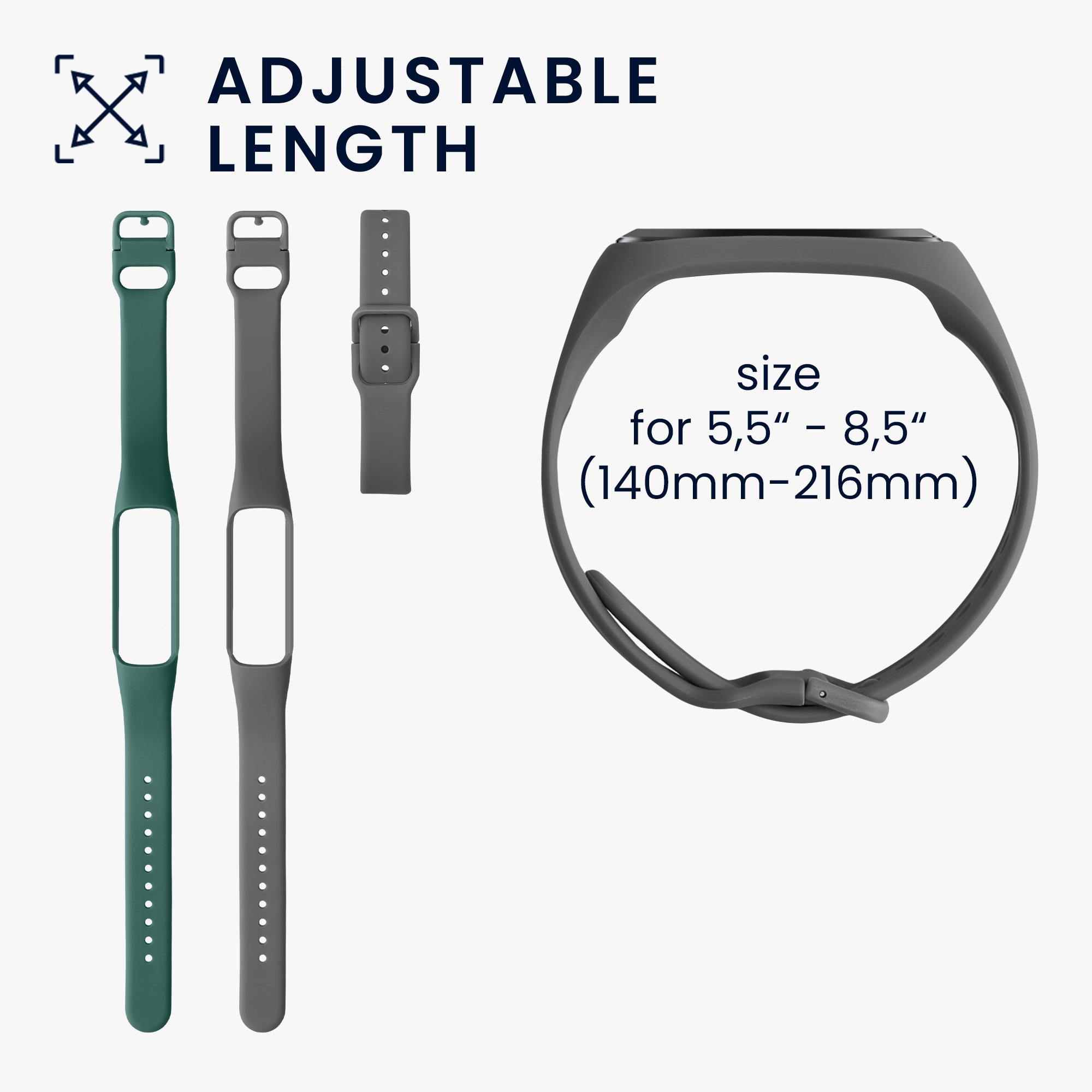 Řemínky pro Samsung Galaxy Fit 2 kwmobile silikonové - tmavě šedá / tmavě zelená