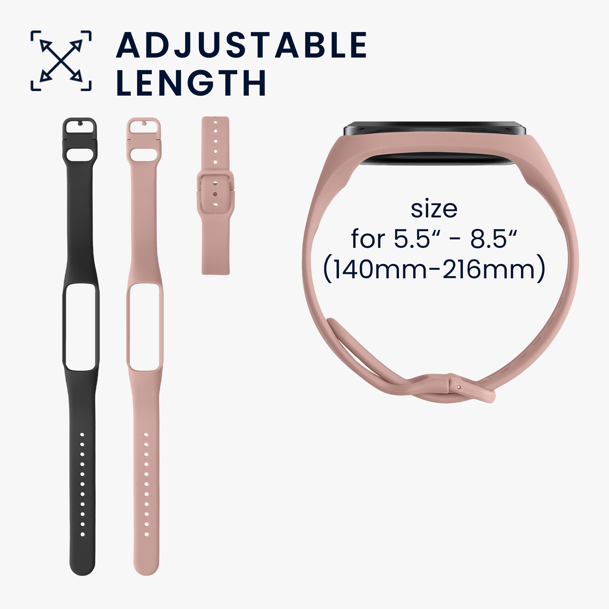 Silikonový řemínek na chytré hodinky Samsung Galaxy Fit 2 kwmobile 2 ks černo-pudrově růžový
