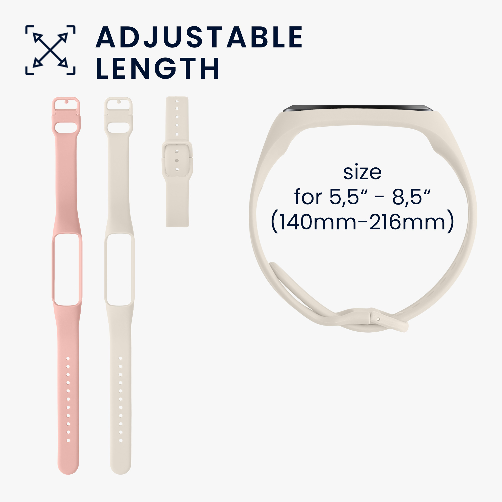 Silikonový řemínek na chytré hodinky Samsung Galaxy Fit 2 kwmobile 2 ks bílo-pudrově růžový