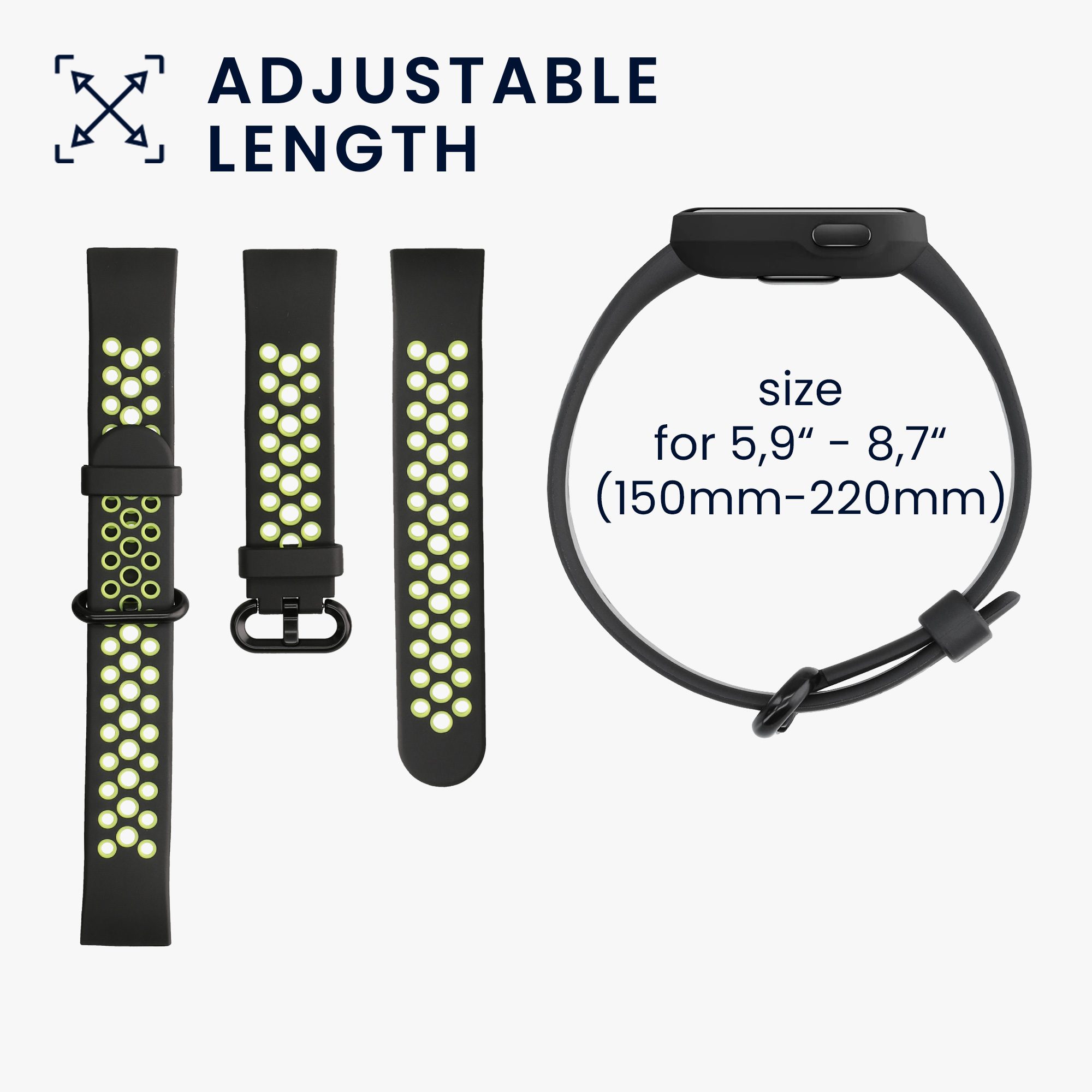 Řemínek kwmobile pro Xiaomi Mi Watch Lite / Redmi Watch - Černá / zelená / černá / šedá